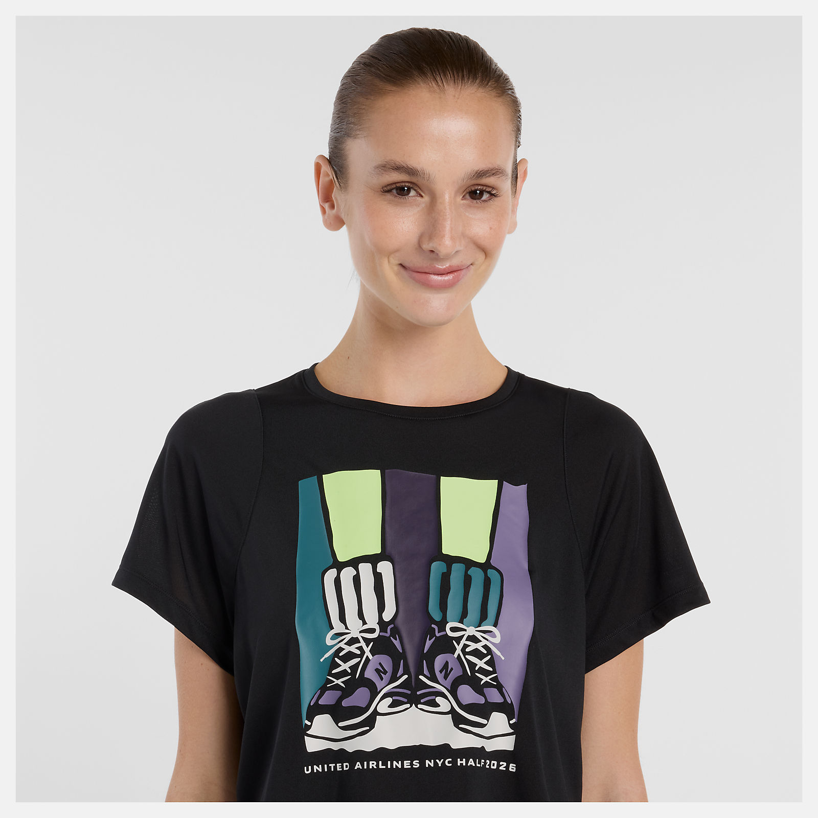 United Airlines NYC HalfハーフウィメンズドレーピージャージTシャツ