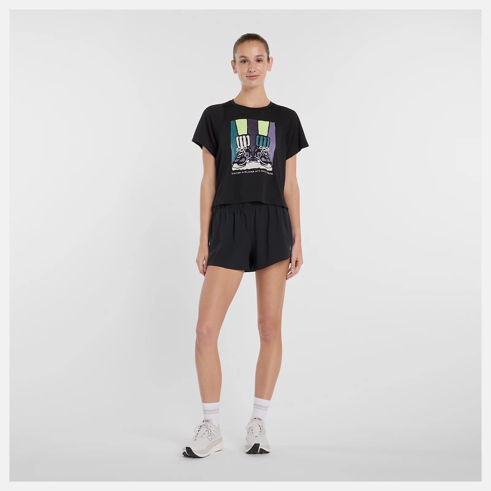 United Airlines NYC HalfハーフウィメンズドレーピージャージTシャツ