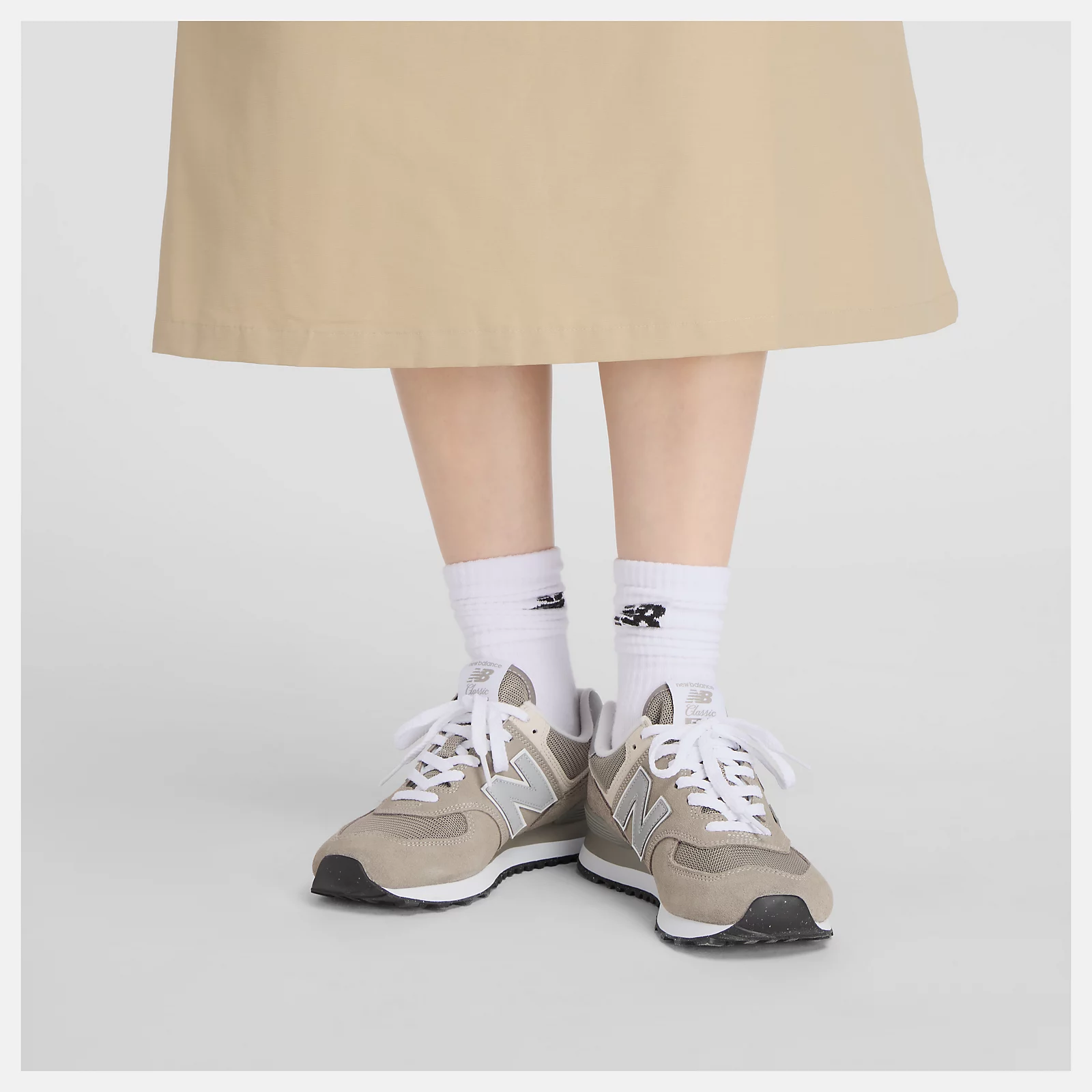 NB GREY カラーブロックドレス