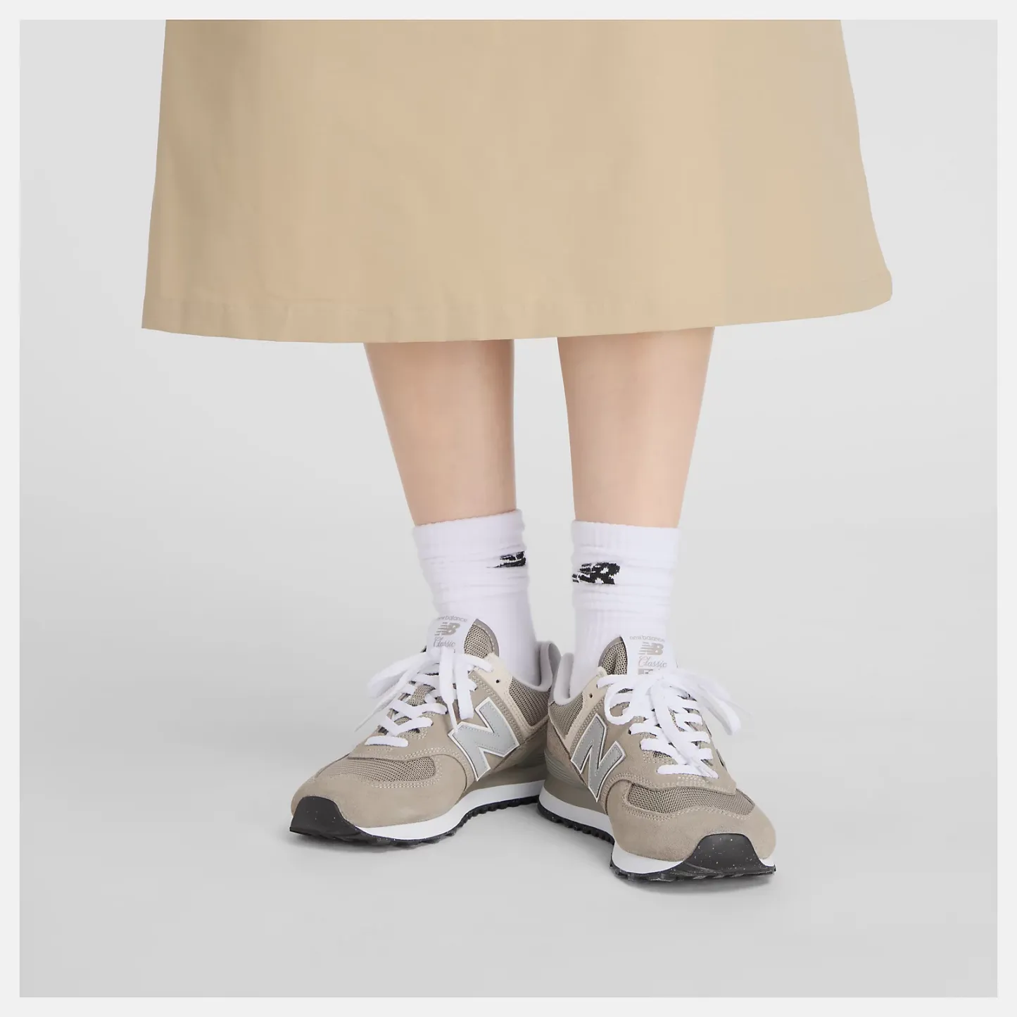 NB GREY カラーブロックドレス