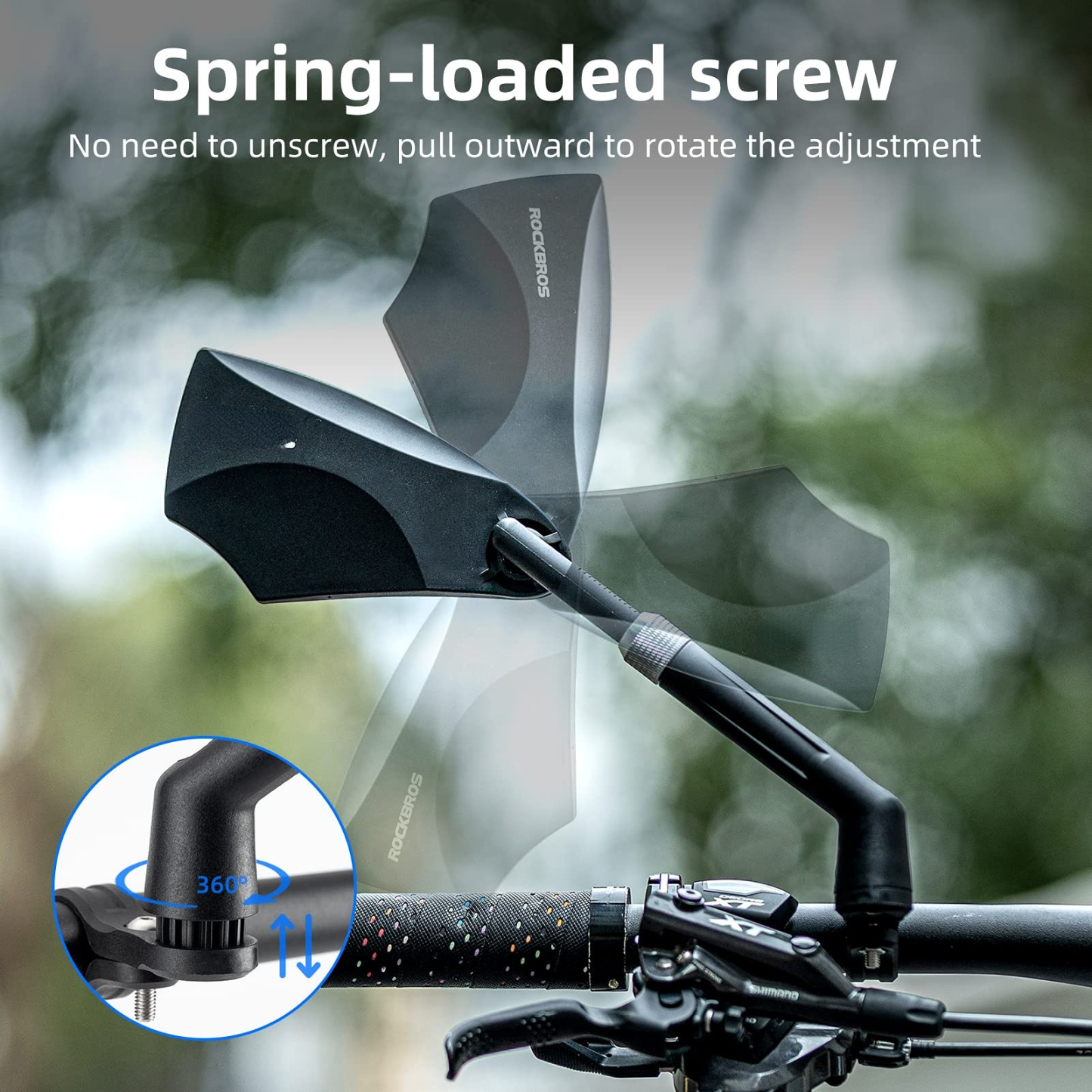 Uouoao 360° Adjustable Handlebar Bike Mirror with Anti-Glare Glass