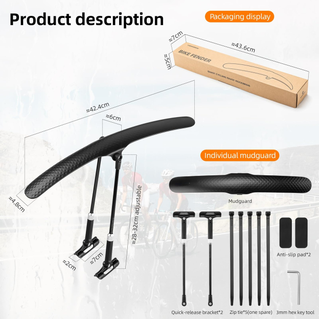 Uouoao Adjustable Bike Fenders Set for Road Bikes Easy Install