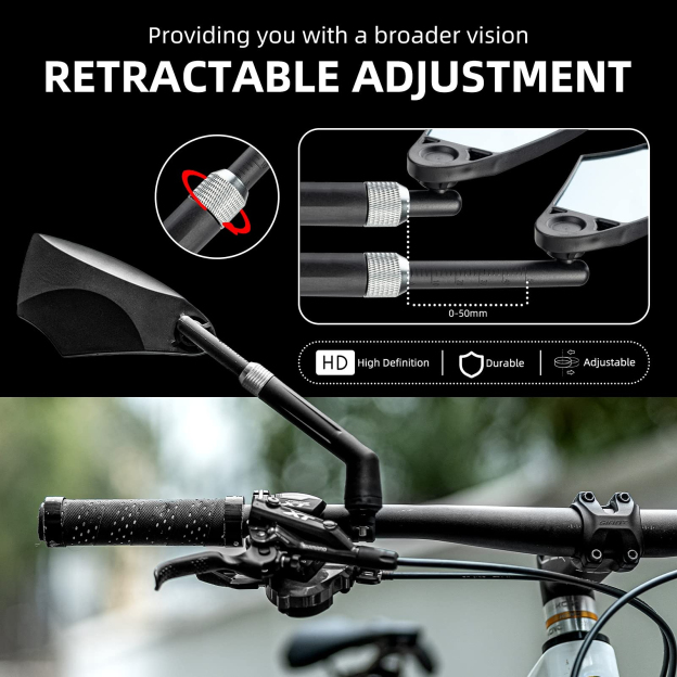 Uouoao 360° Adjustable Handlebar Bike Mirror with Anti-Glare Glass