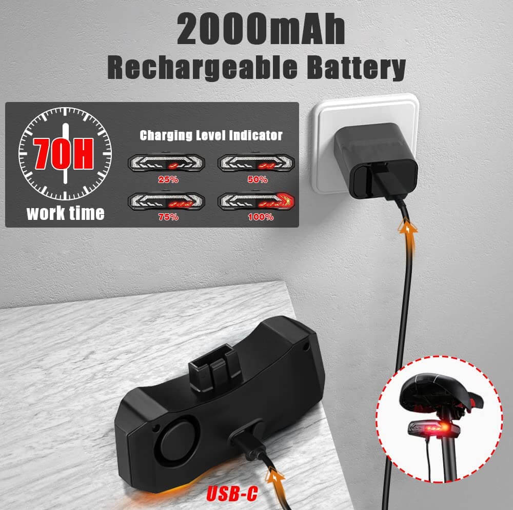 Smart Bike Tail Light | Turn Signals | Alarm Kit w/Remote Control-UOUOAO