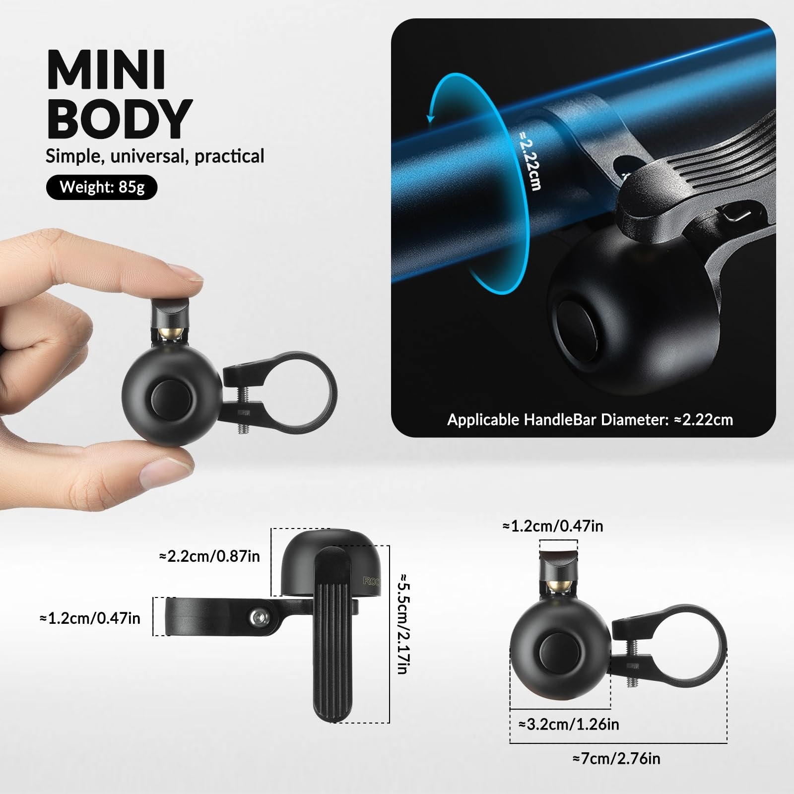 Uouoao Copper Alloy Bike Bell Clear Loud 100dB Sound, Sturdy Bell for Handlebars