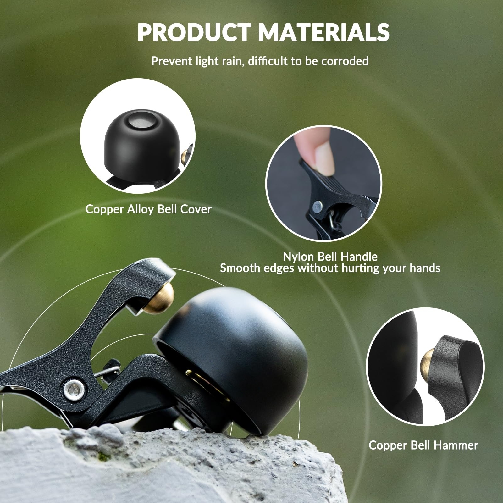 Uouoao Copper Alloy Bike Bell Clear Loud 100dB Sound, Sturdy Bell for Handlebars