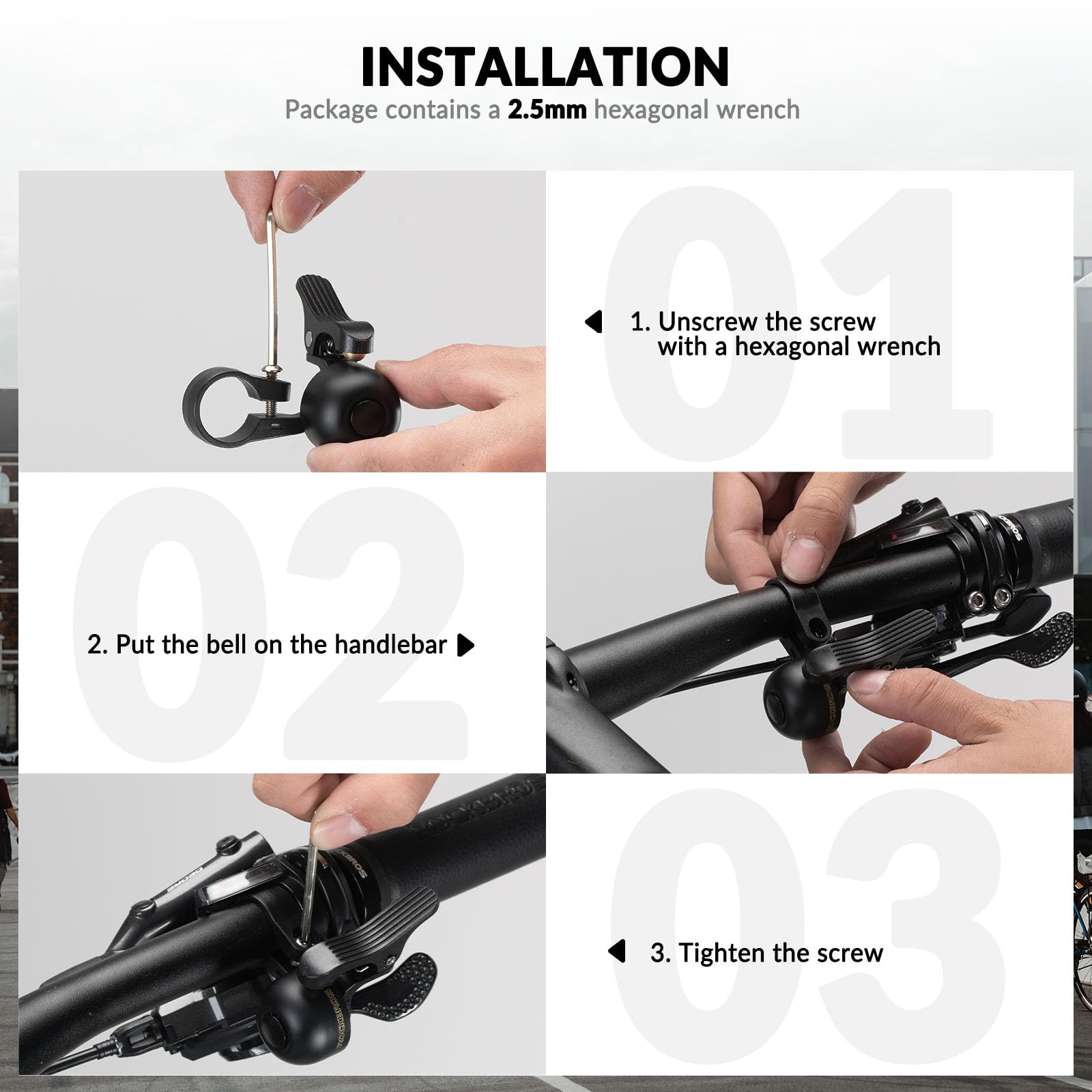 Uouoao Copper Alloy Bike Bell Clear Loud 100dB Sound, Sturdy Bell for Handlebars