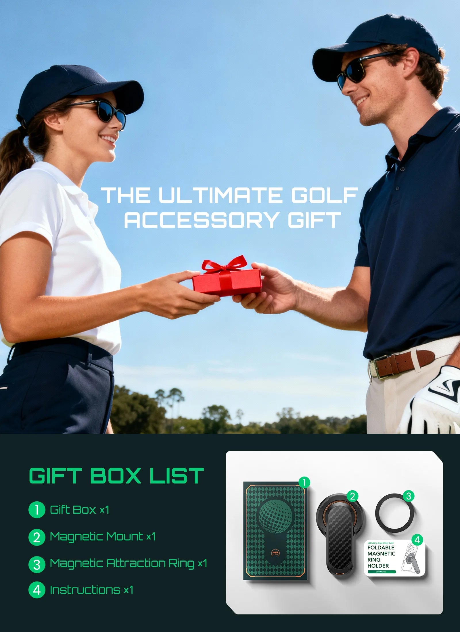 Dual-Sided Magnetic Golf Cart Phone Holder-UOUOAO