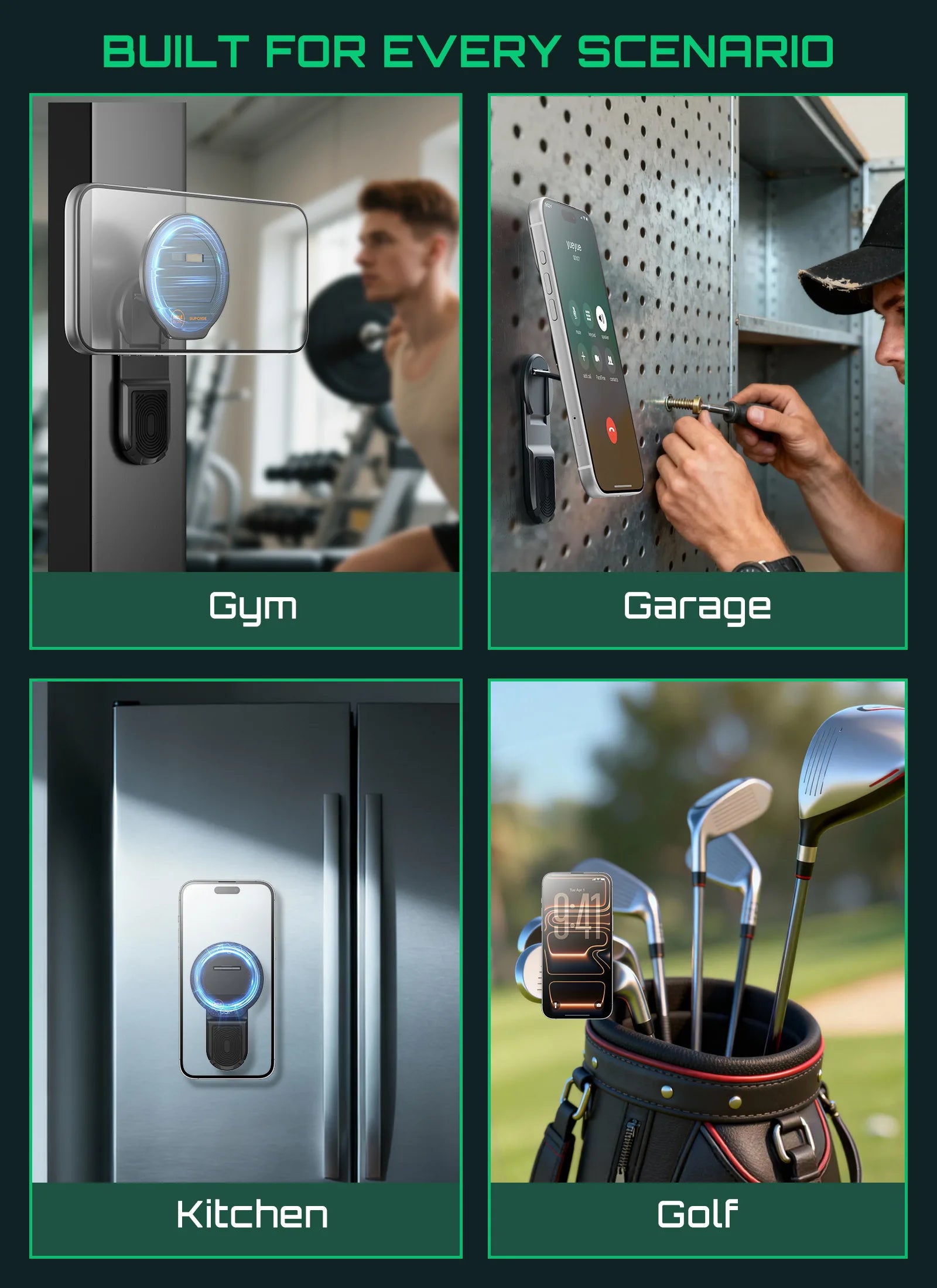 Dual-Sided Magnetic Golf Cart Phone Holder-UOUOAO