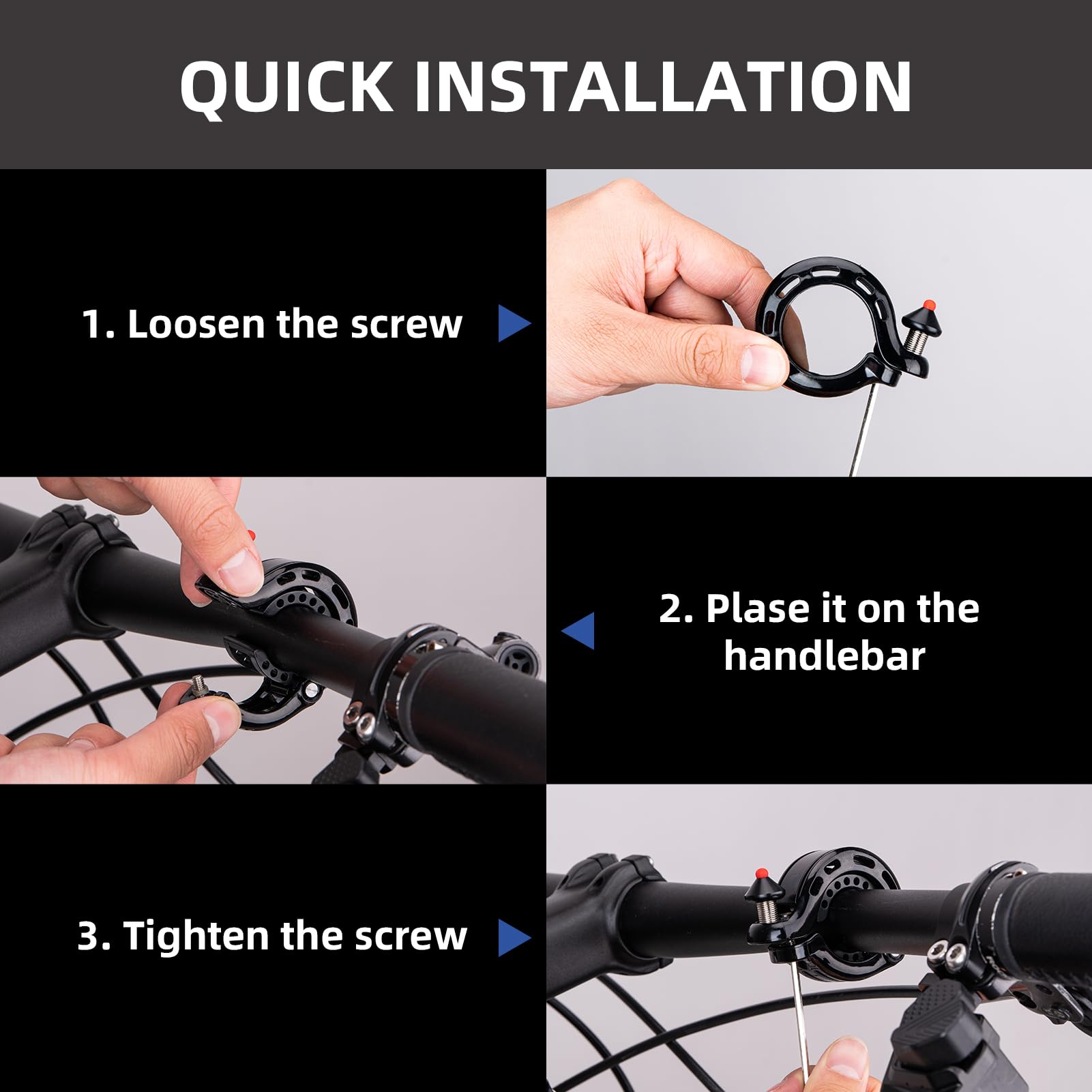 Uouoao Hidden Bike Bell Clear Loud Sound 22.2/25.4/31.8mm Bars 100DB Bike Horn