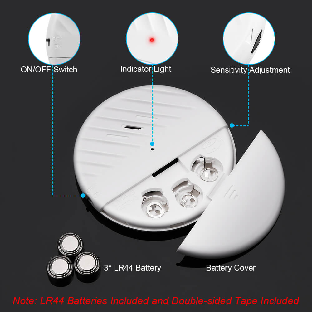Uouoao Ultra-Slim Window Vibration Sensor Alarm