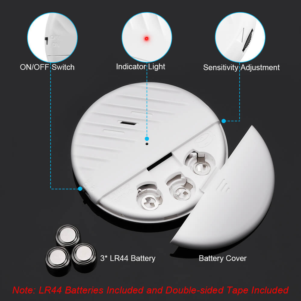 Uouoao Ultra-Slim Window Vibration Sensor Alarm