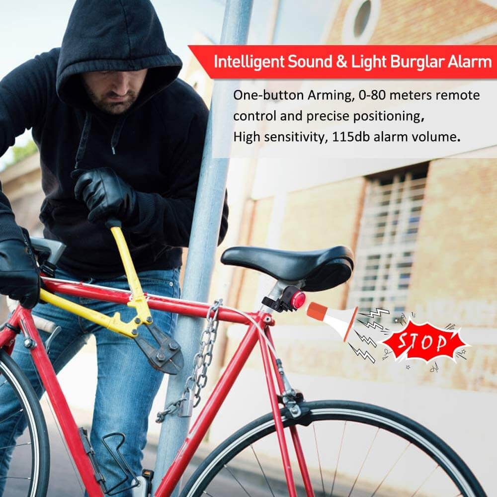 Uouoao 2 in 1 Anti-Theft Bike Alarm with Smart Bike Tail Light