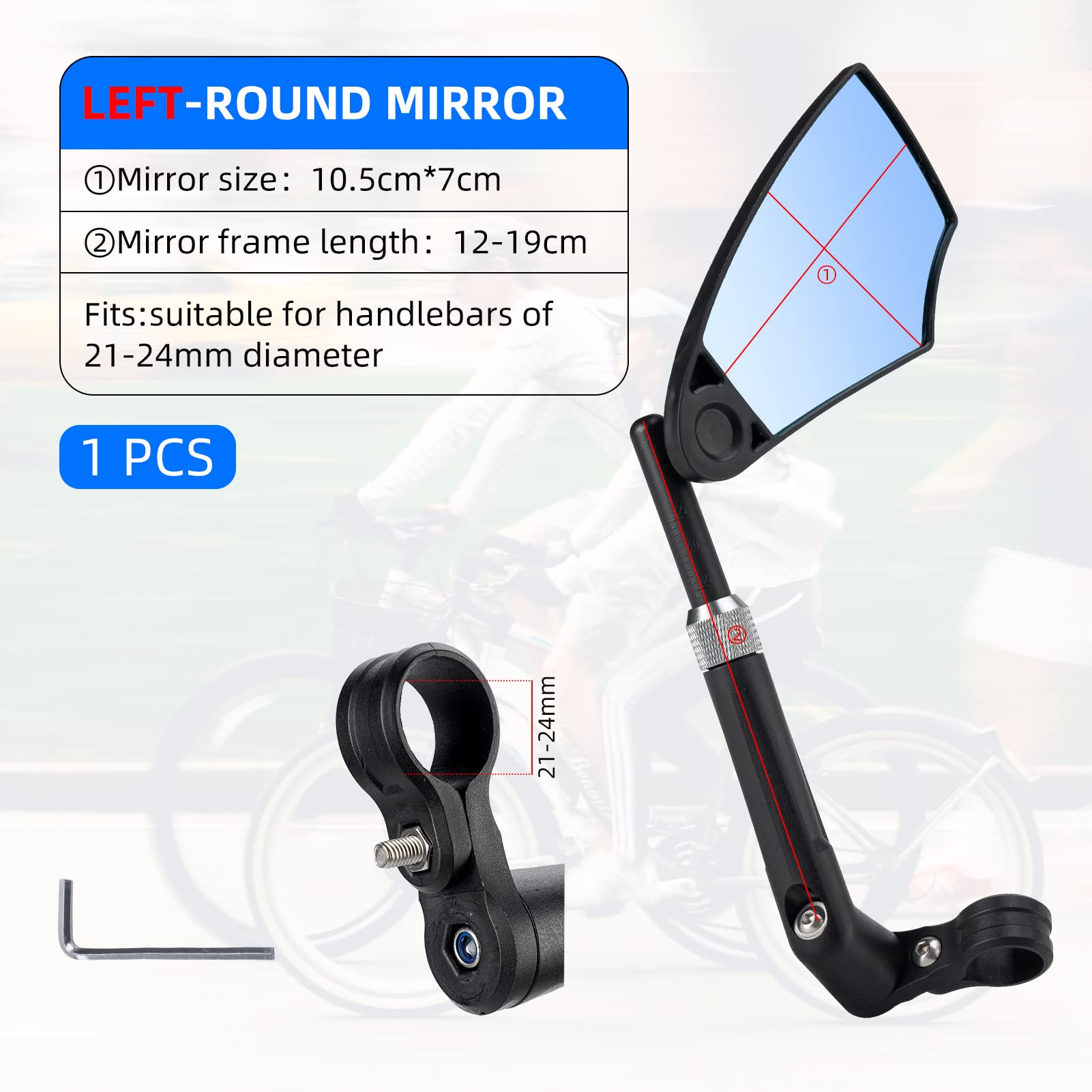 Uouoao 360° Adjustable Handlebar Bike Mirror with Anti-Glare Glass