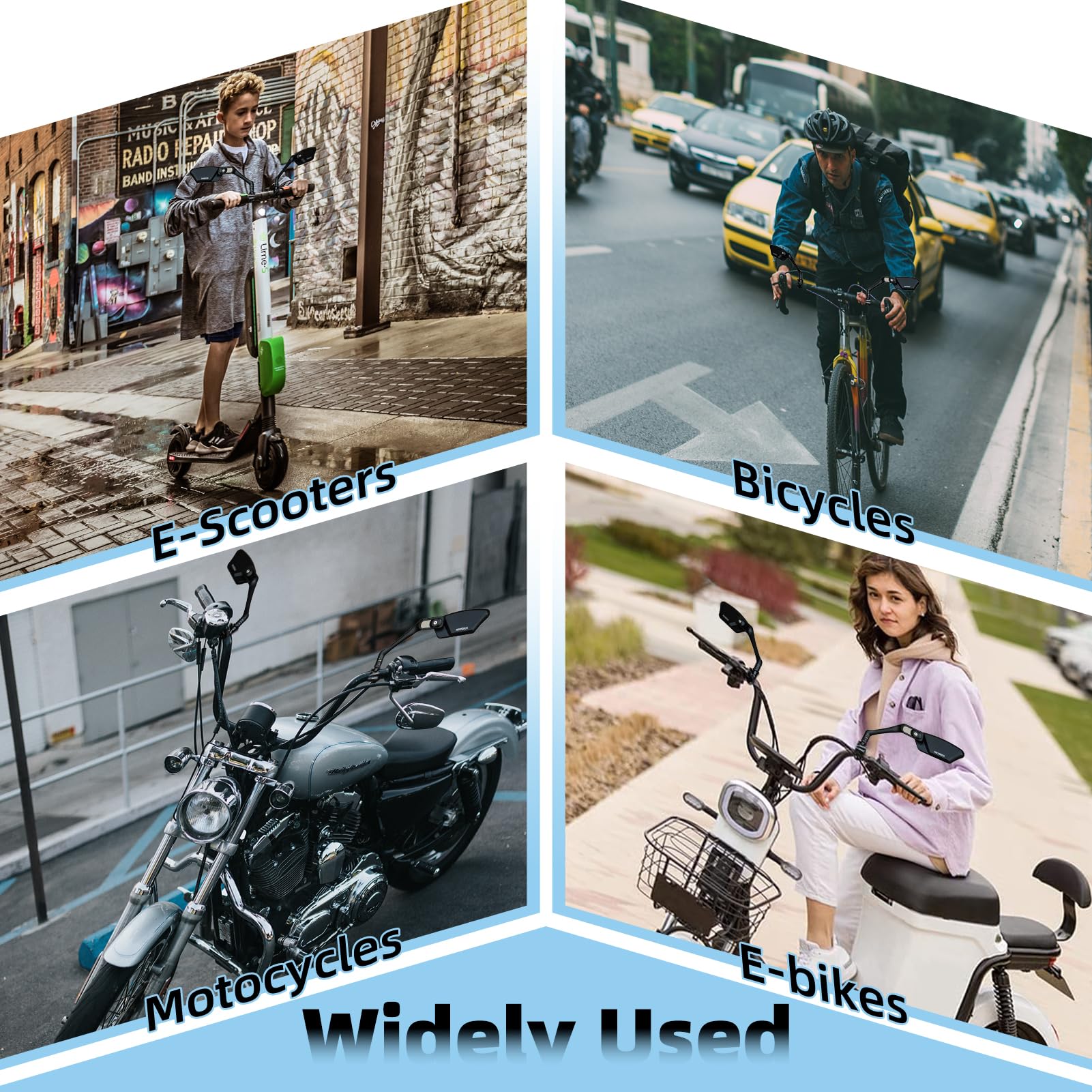 Uouoao HD Blast-Resistant Bike Mirror Adjustable Handlebar Mount 21-26mm