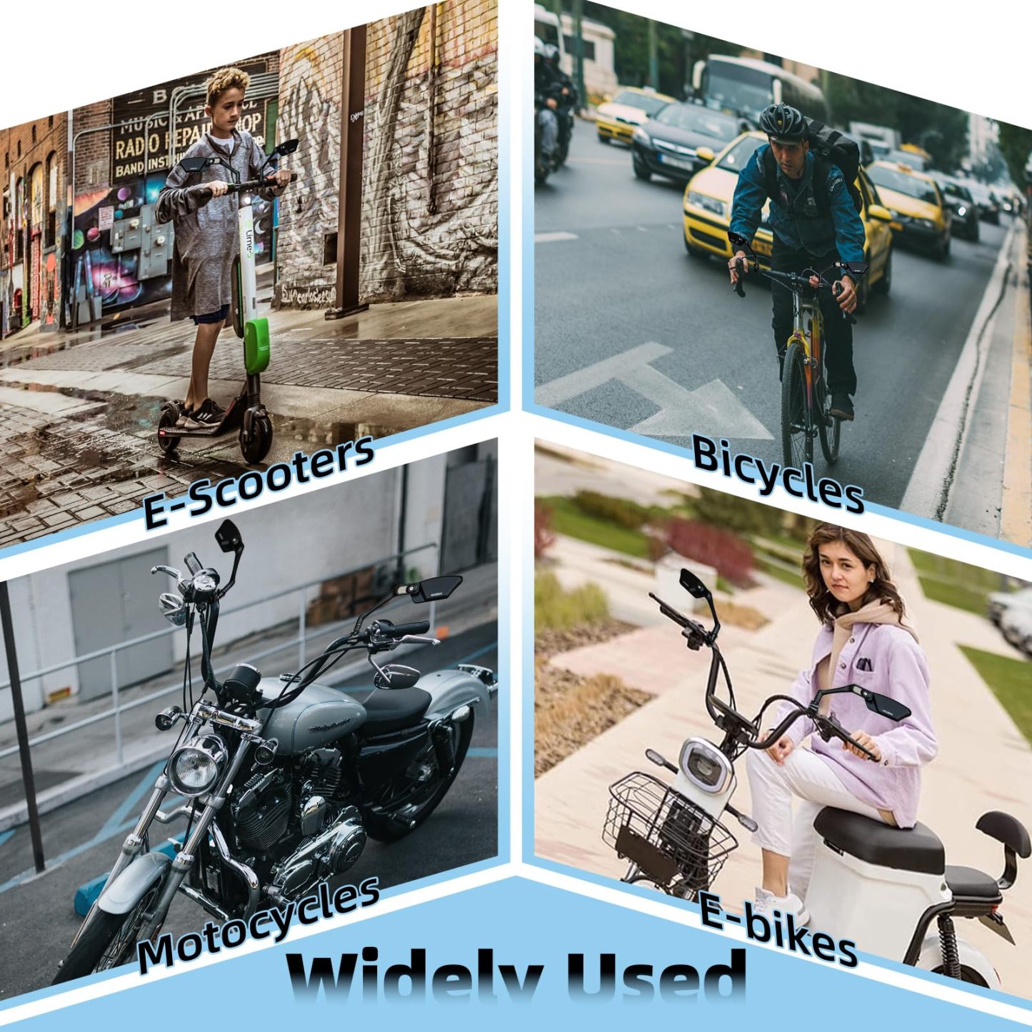Uouoao HD Blast-Resistant Bike Mirror Adjustable Handlebar Mount 21-26mm