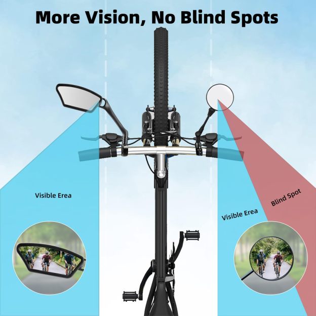 Uouoao HD Blast-Resistant Bike Mirror Adjustable Handlebar Mount 21-26mm