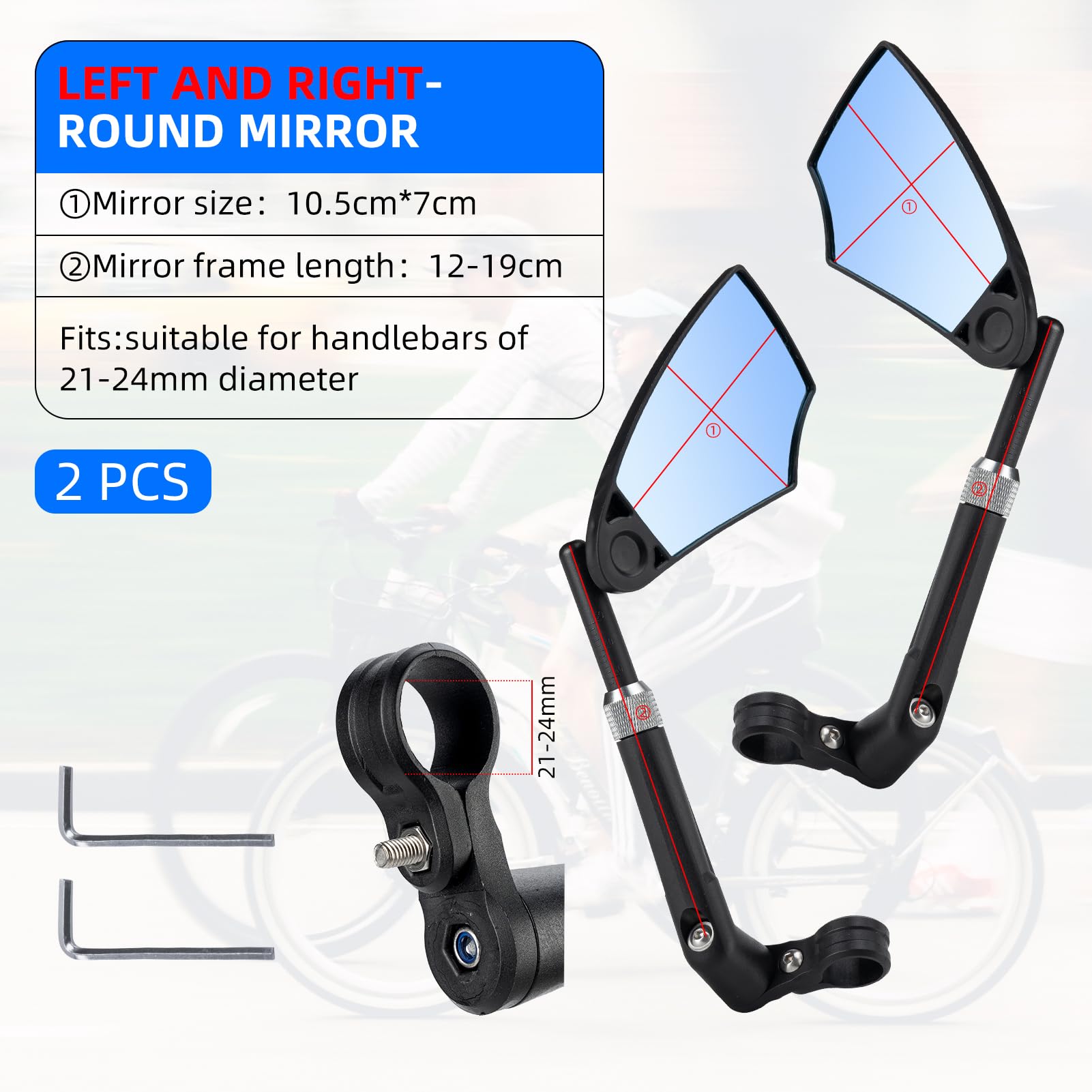 Uouoao 360° Adjustable Handlebar Bike Mirror with Anti-Glare Glass
