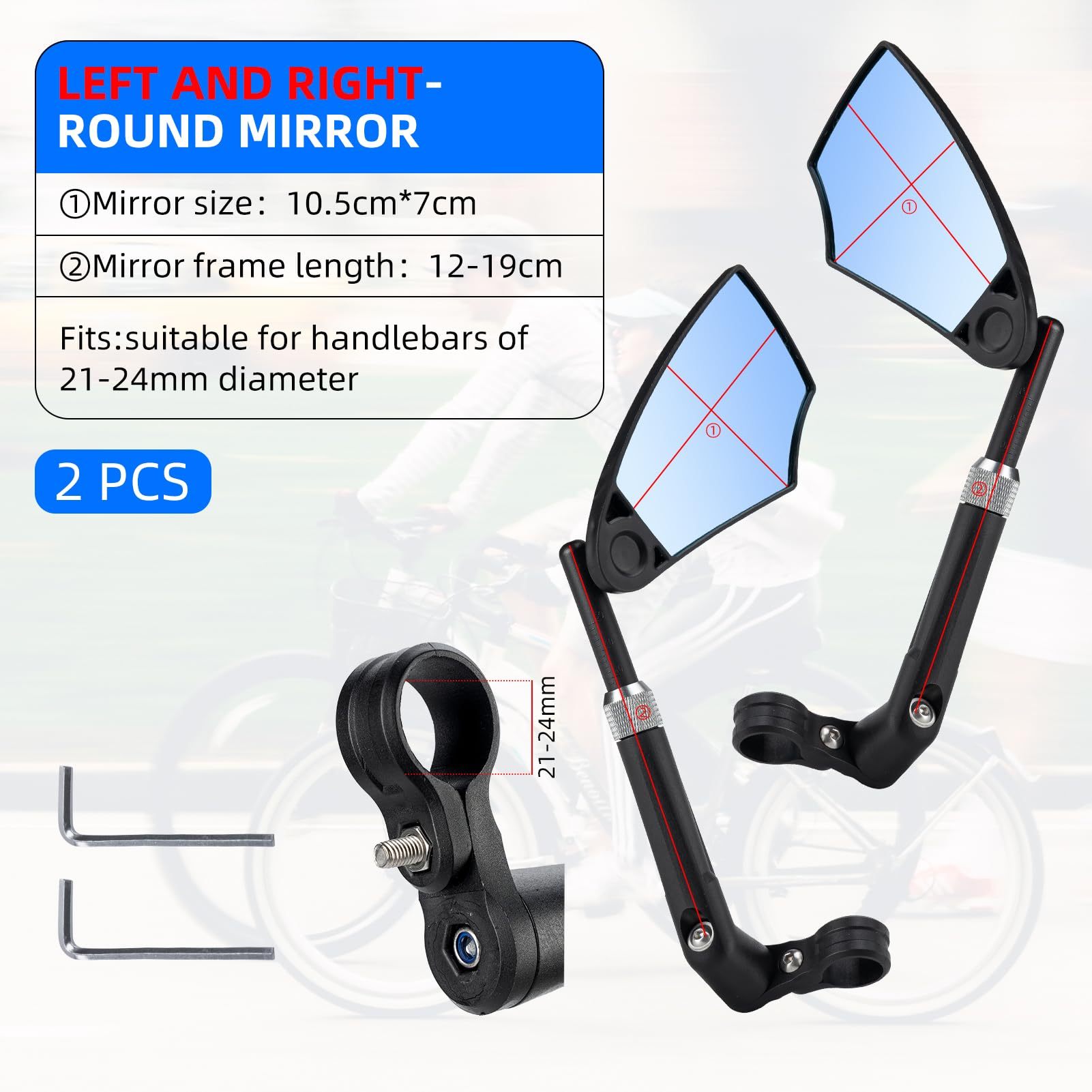 Uouoao 360° Adjustable Handlebar Bike Mirror with Anti-Glare Glass