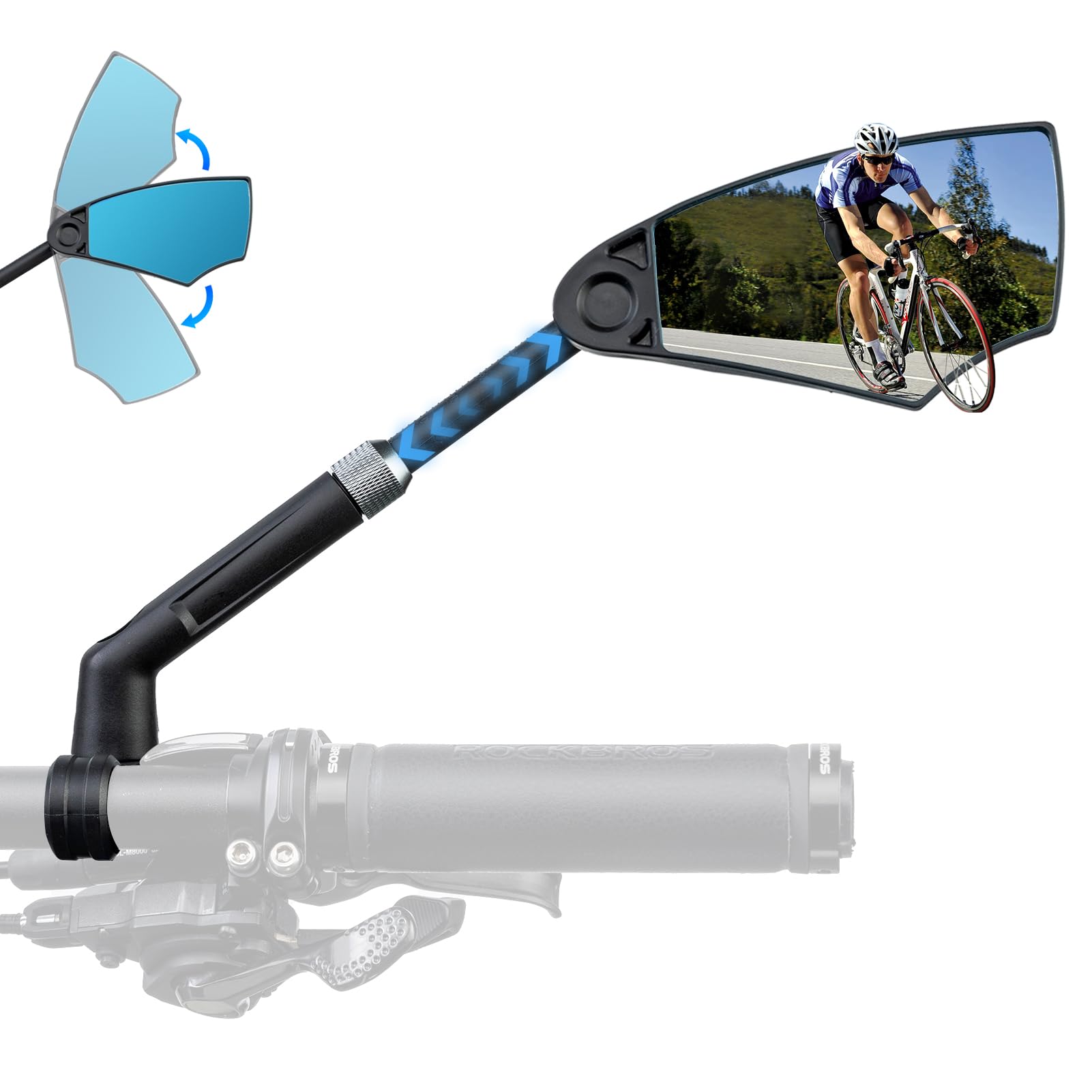 Uouoao 360° Adjustable Handlebar Bike Mirror with Anti-Glare Glass