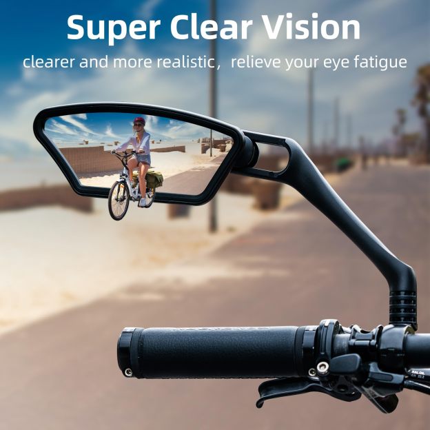 Uouoao HD Blast-Resistant Bike Mirror Adjustable Handlebar Mount 21-26mm