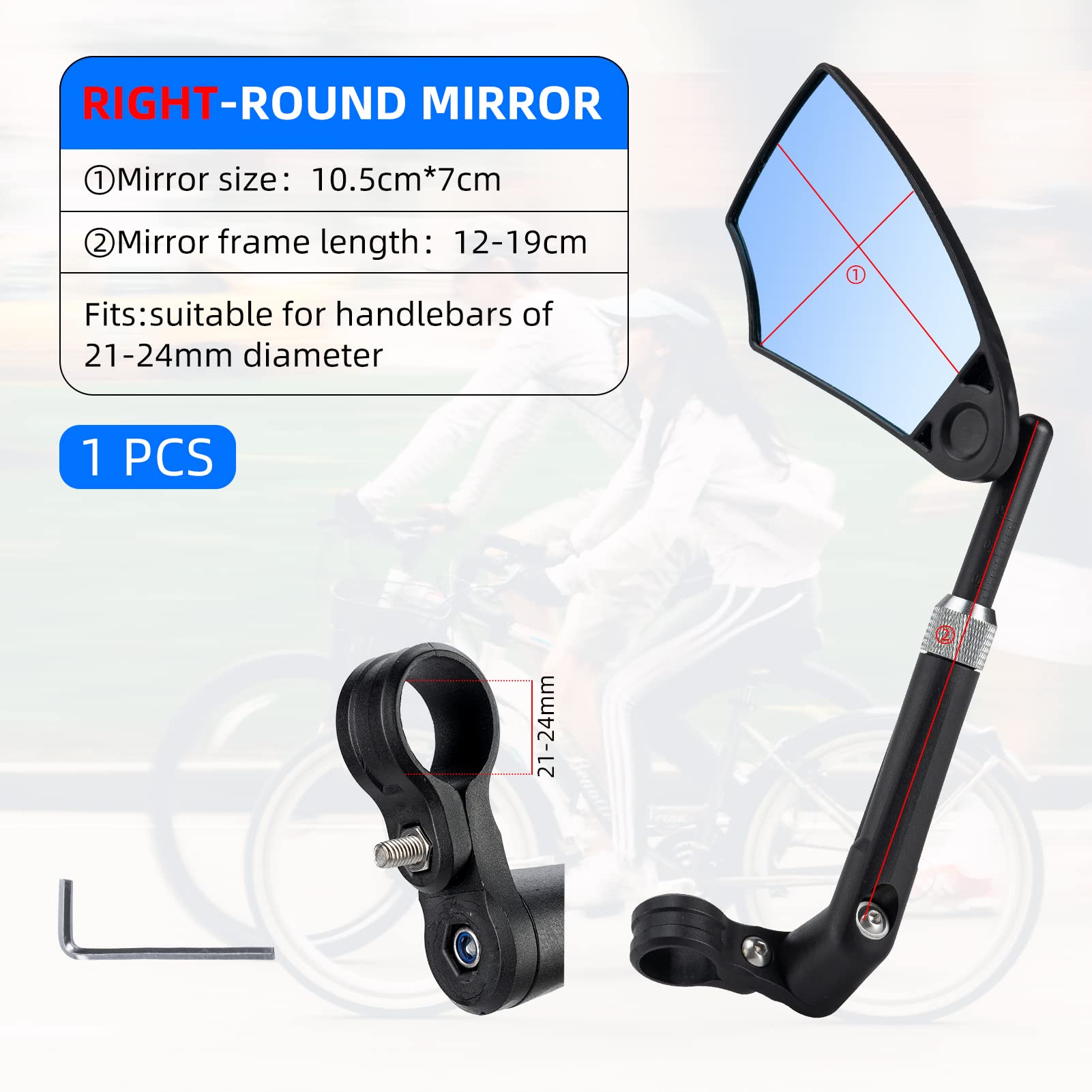 Uouoao 360° Adjustable Handlebar Bike Mirror with Anti-Glare Glass