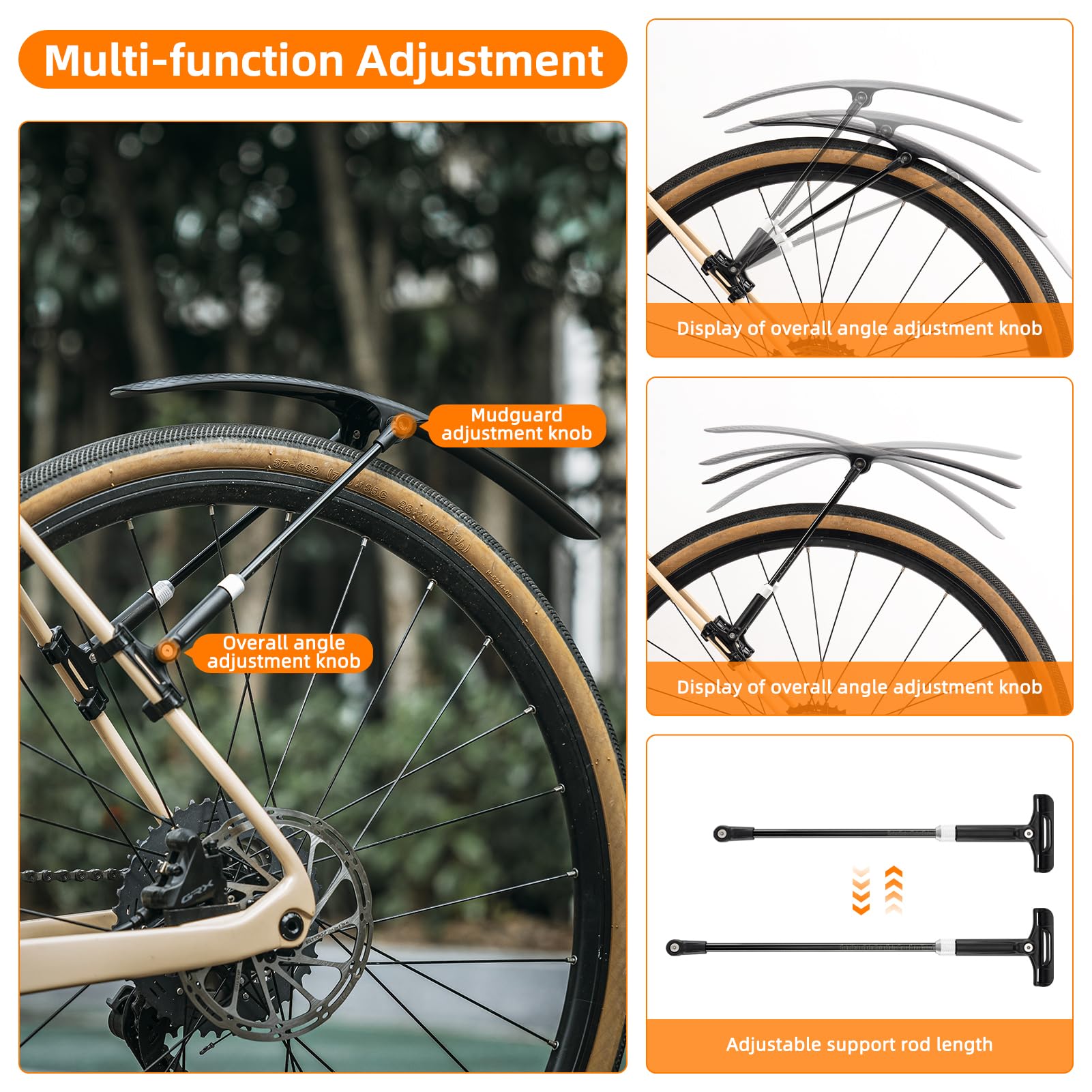 Uouoao Adjustable Bike Fenders Set for Road Bikes Easy Install