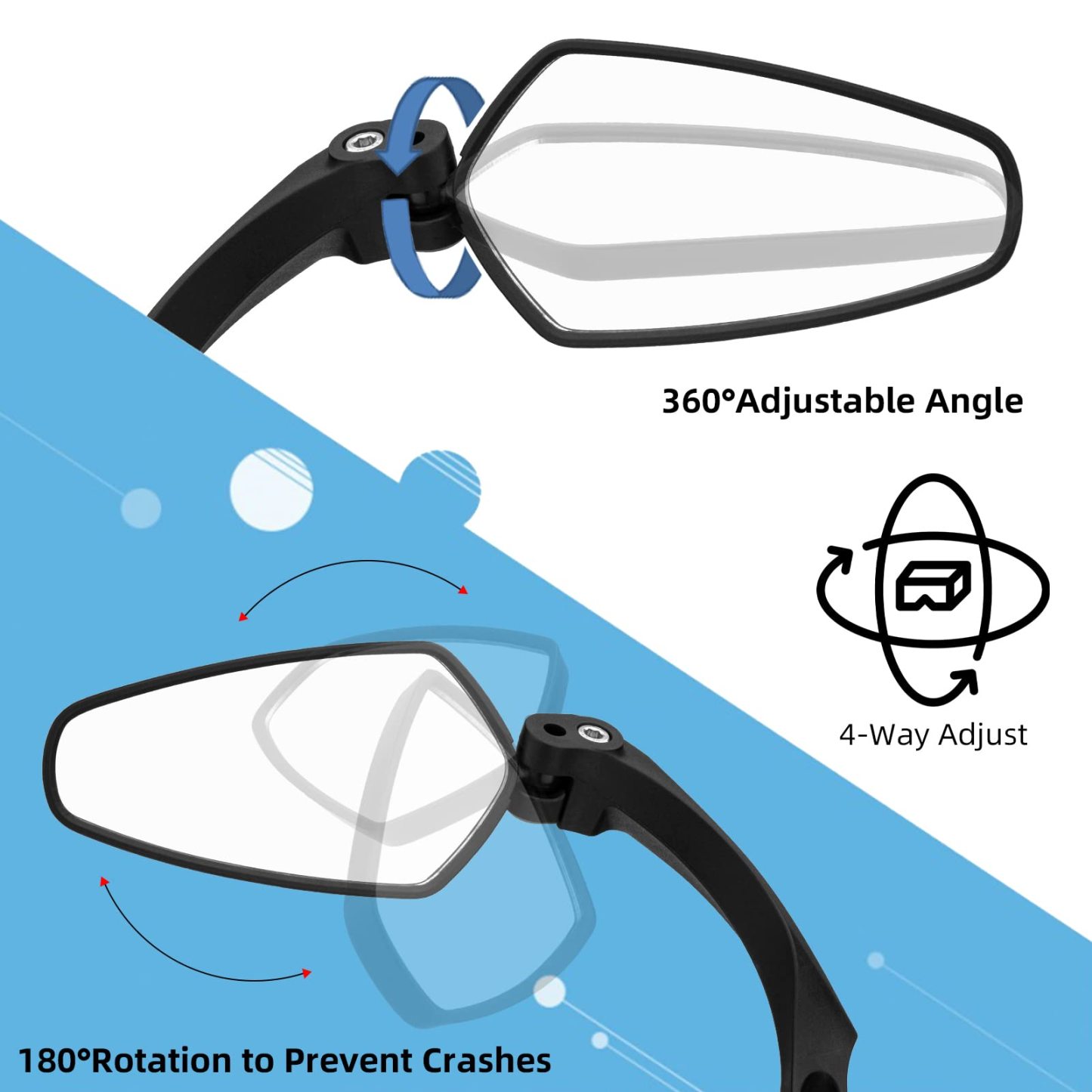 Uouoao Bike Handlebar Rear View Mirror with HD Anti-Glare Glass