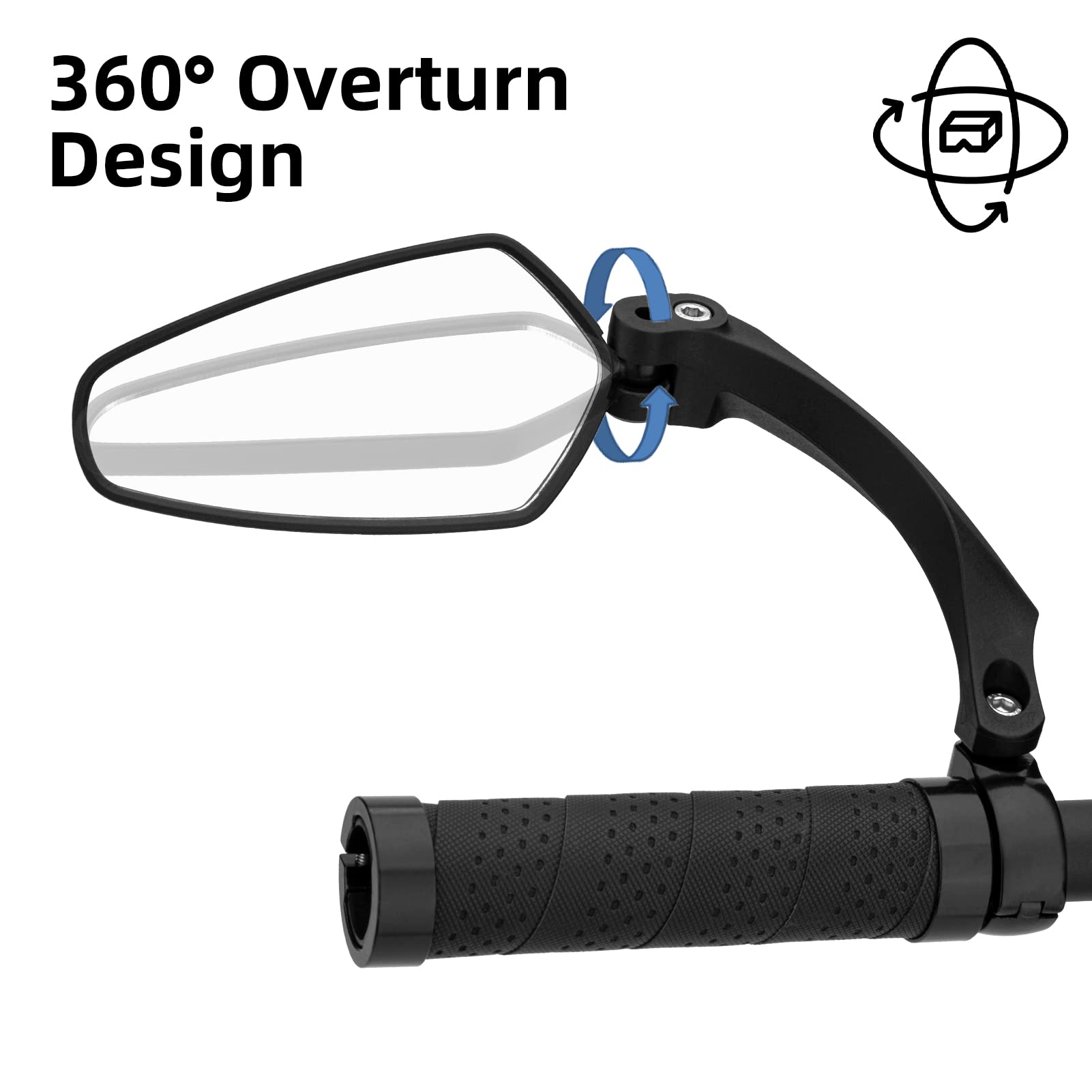 Uouoao Bike Handlebar Rear View Mirror with HD Anti-Glare Glass