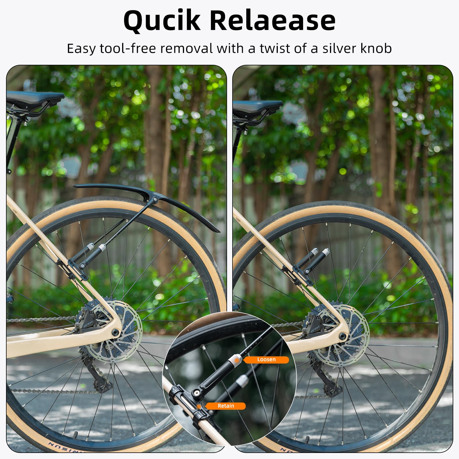Uouoao Adjustable Bike Fenders Set for Road Bikes Easy Install