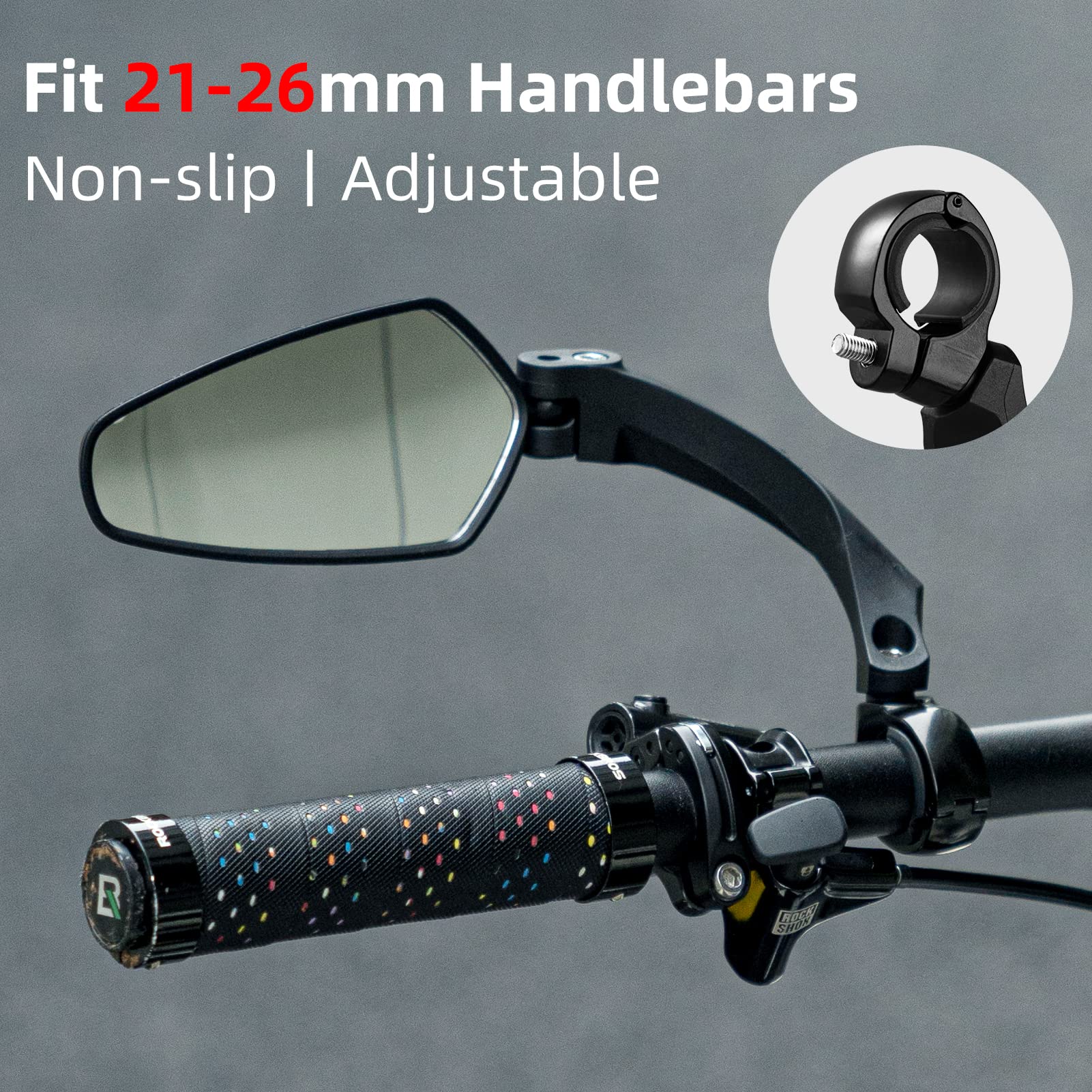 Uouoao Bike Handlebar Rear View Mirror with HD Anti-Glare Glass