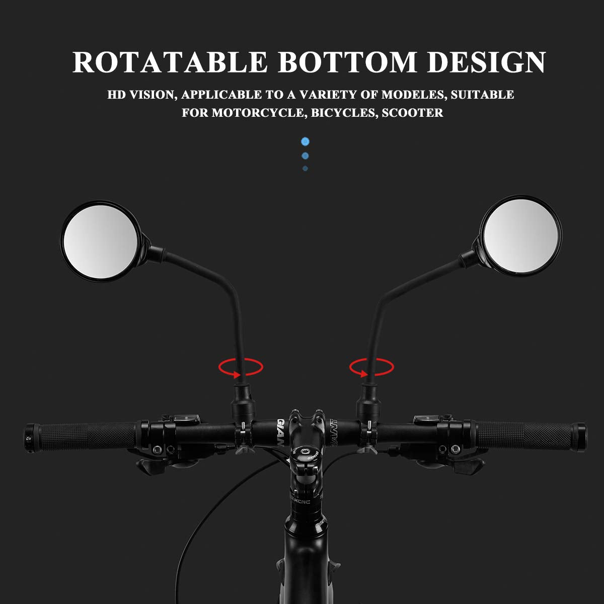 UOUOAO 360° Adjustable HD Bike Mirror, Wide Angle Convex for Men Women