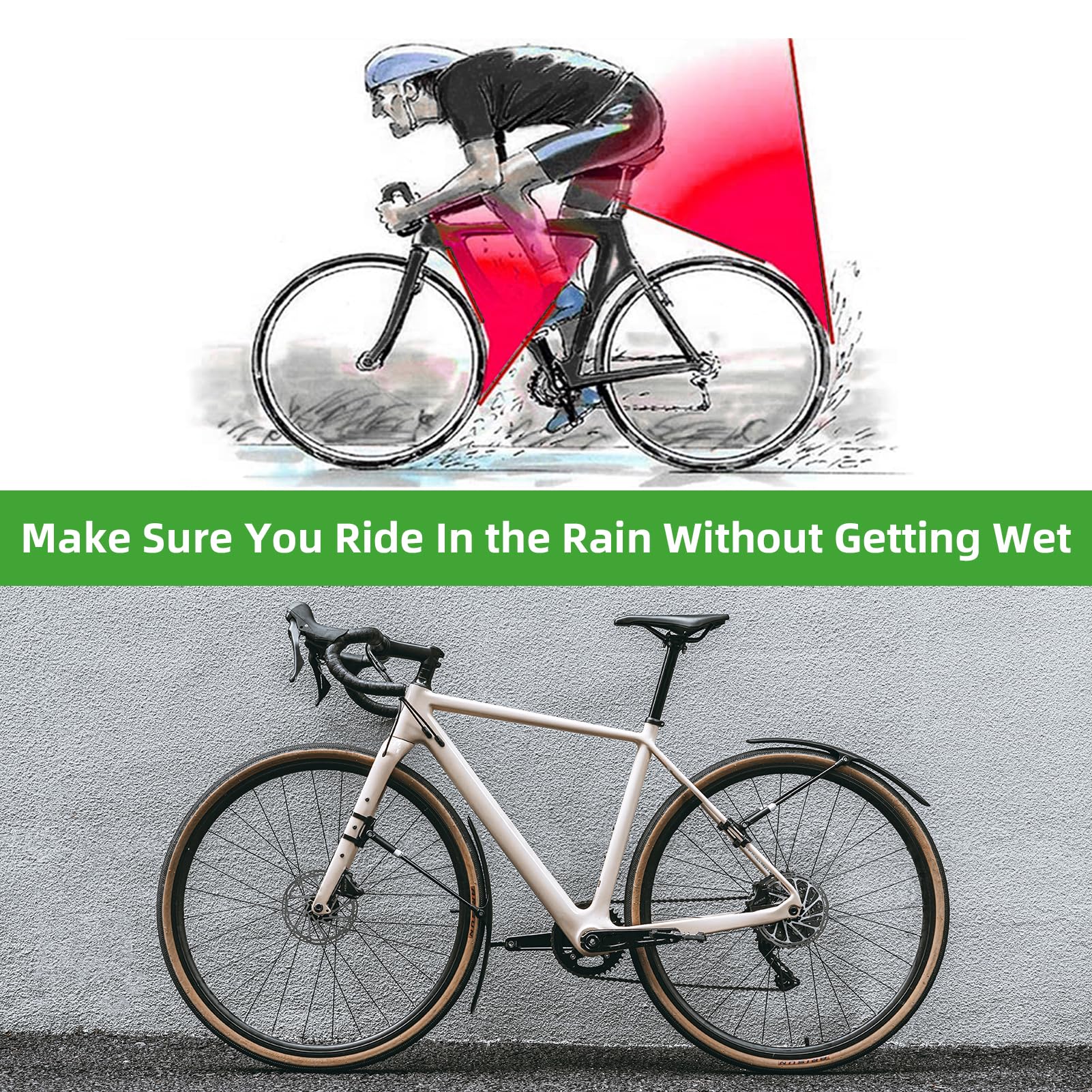 Uouoao Adjustable Bike Fenders Set for Road Bikes Easy Install