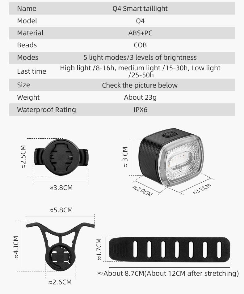 Q4 Tail Light Brake sensor USB with 7 Lighting Colors
