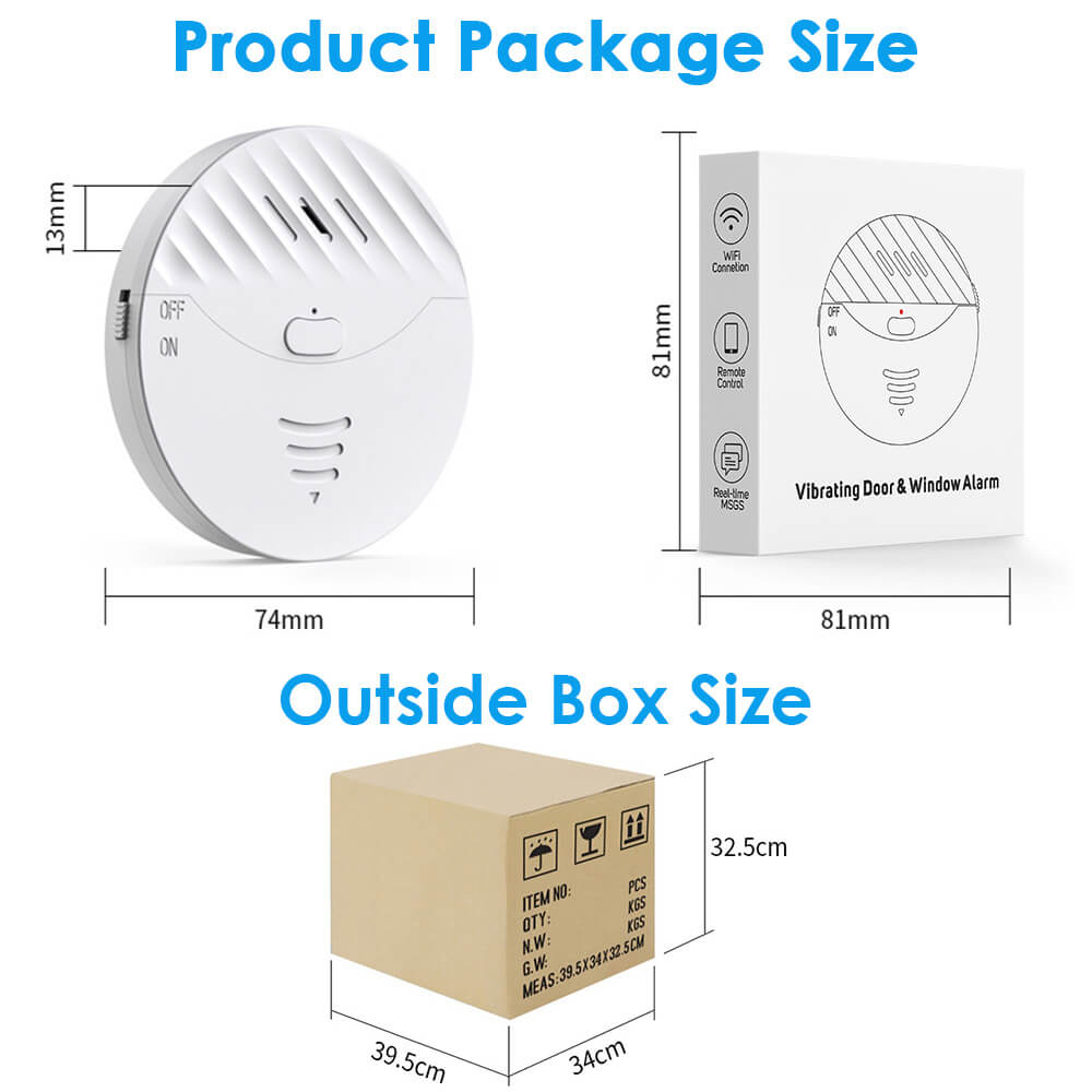 Uouoao Smart Tuya WiFi Vibration Door & Window Alarm