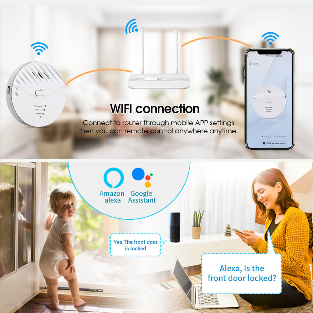 Uouoao Smart Tuya WiFi Vibration Door & Window Alarm