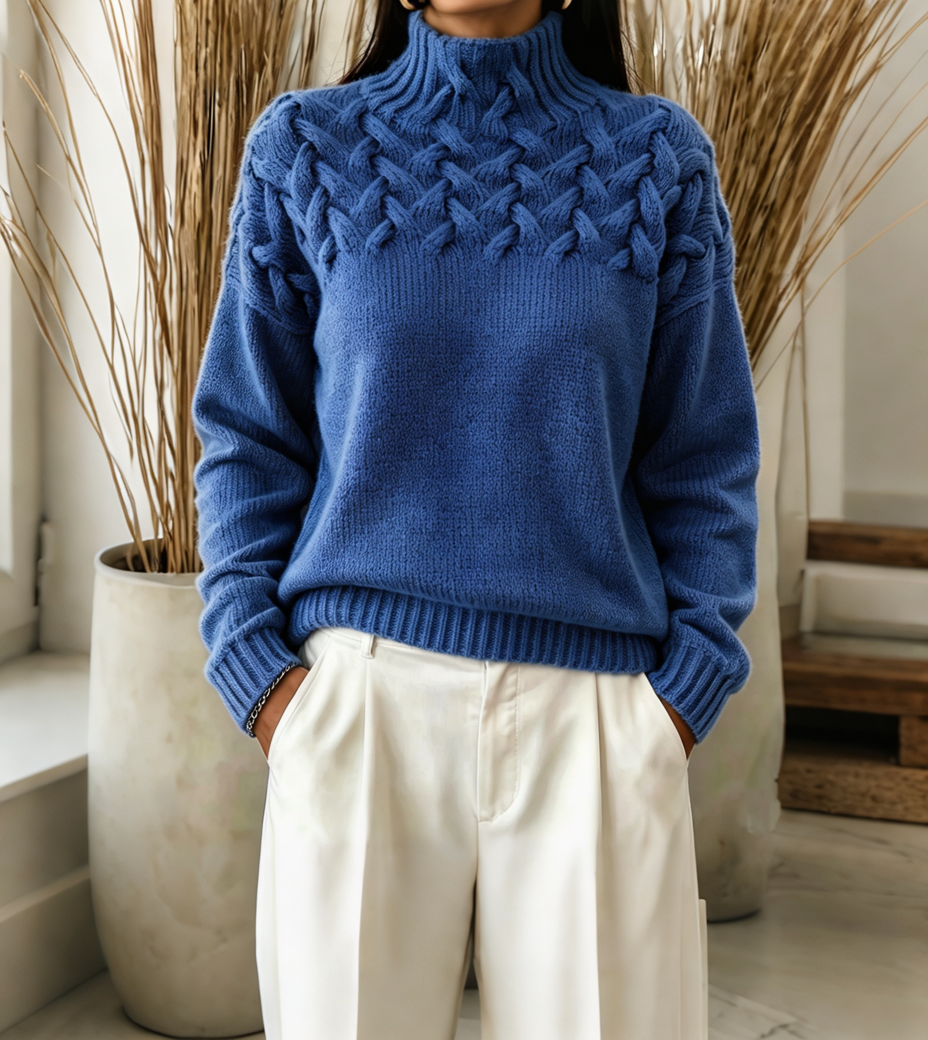 Women Cable-Knit Turtleneck Sweater