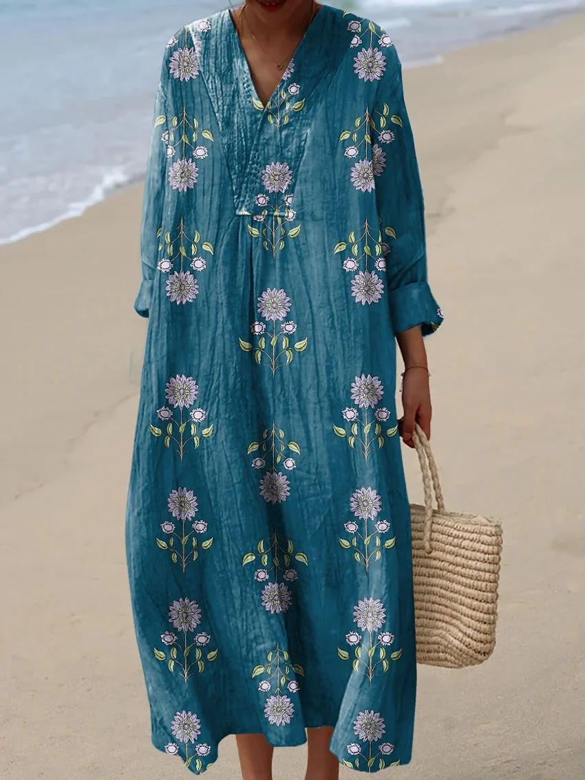 Women's Abstract Pattern Art Print Cotton Dress