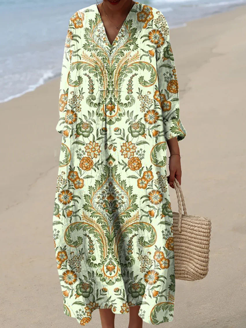 Women's Abstract Pattern Art Print Cotton Dress