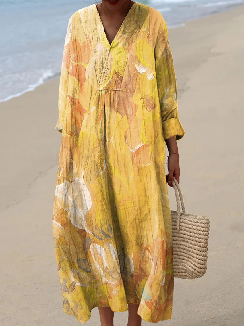 Women's Abstract Pattern Art Print Cotton Dress