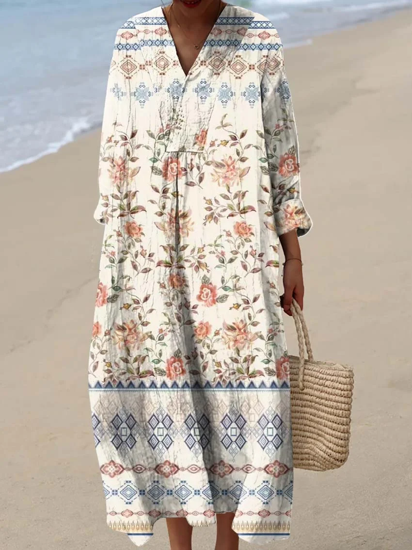 Women's Abstract Pattern Art Print Cotton Dress