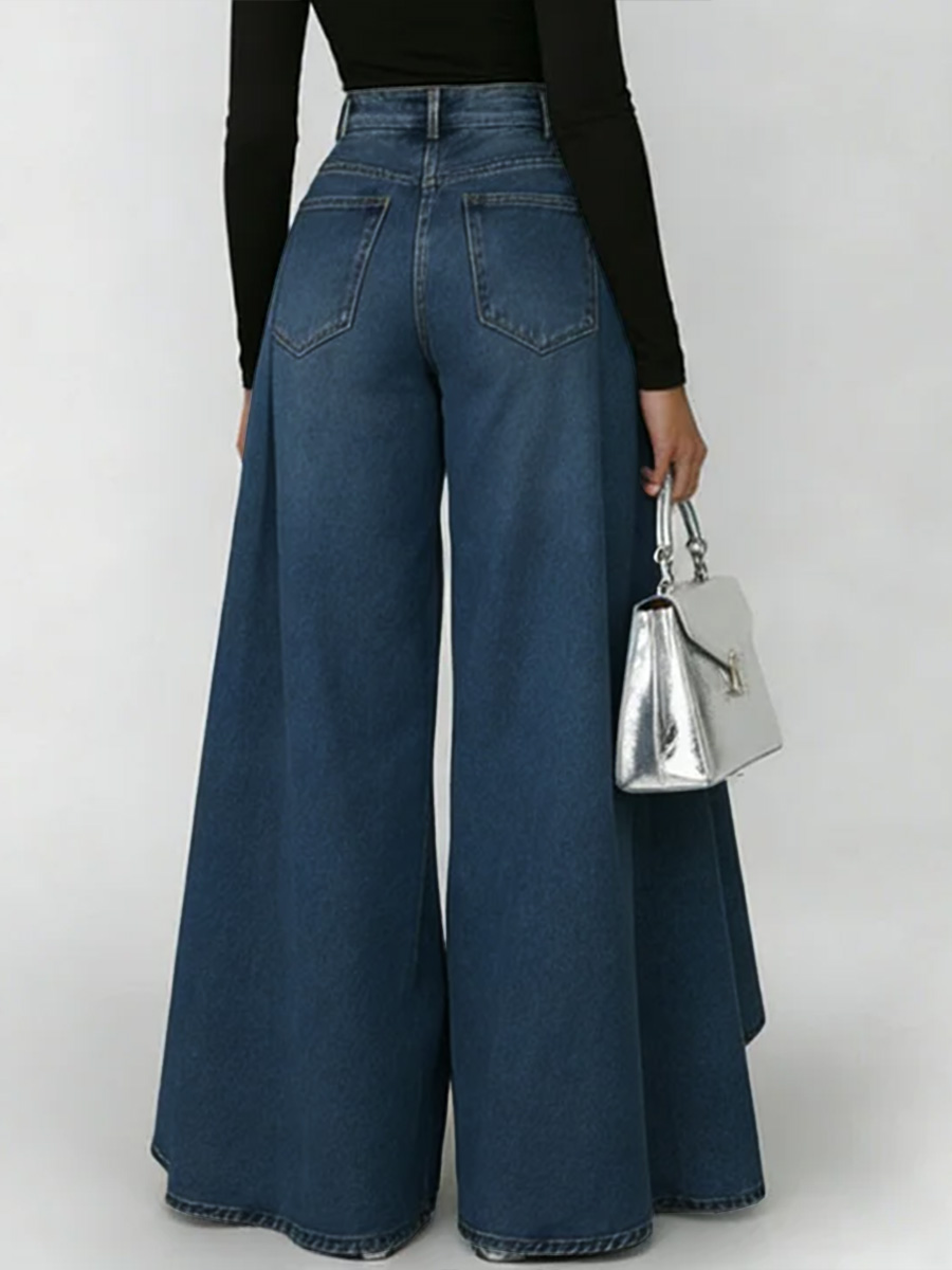 Women's High-waisted Casual Loose-fitting Wide-leg Jeans