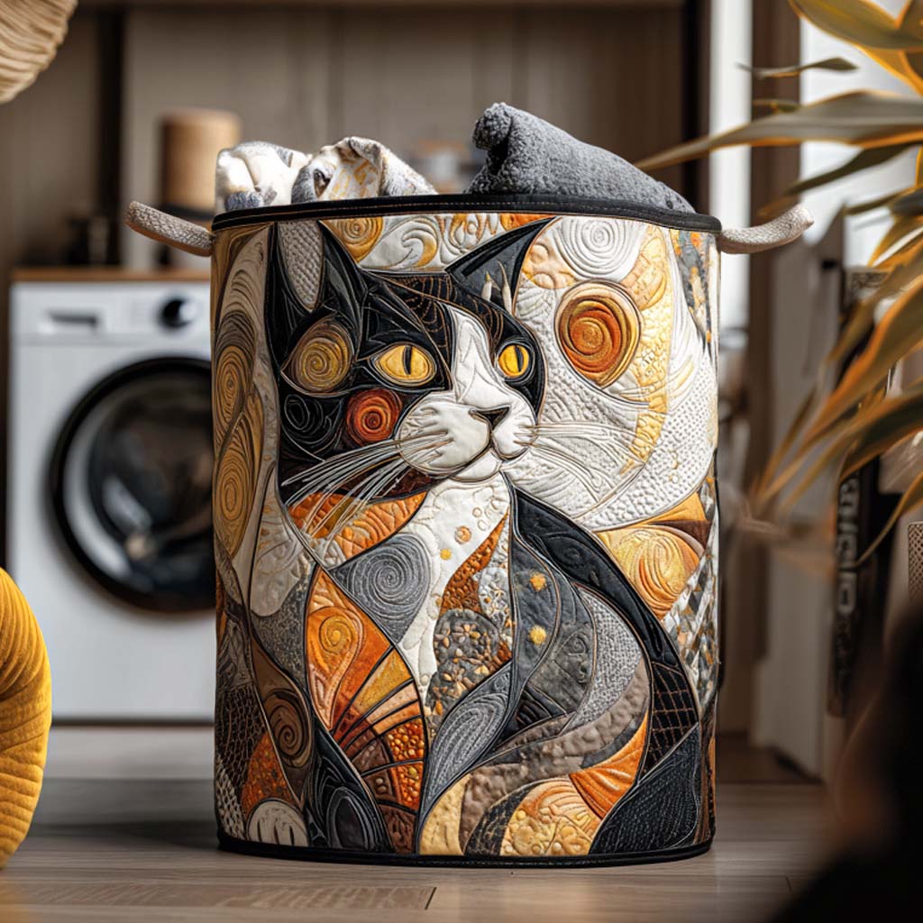 Charming Whiskers Quilted Laundry Basket NCU0NNT1326