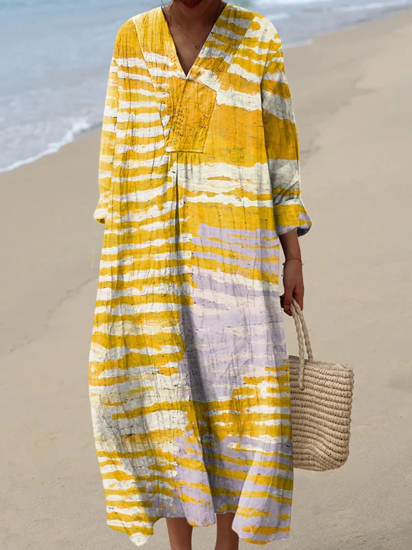 Women's Abstract Pattern Art Print Cotton Dress