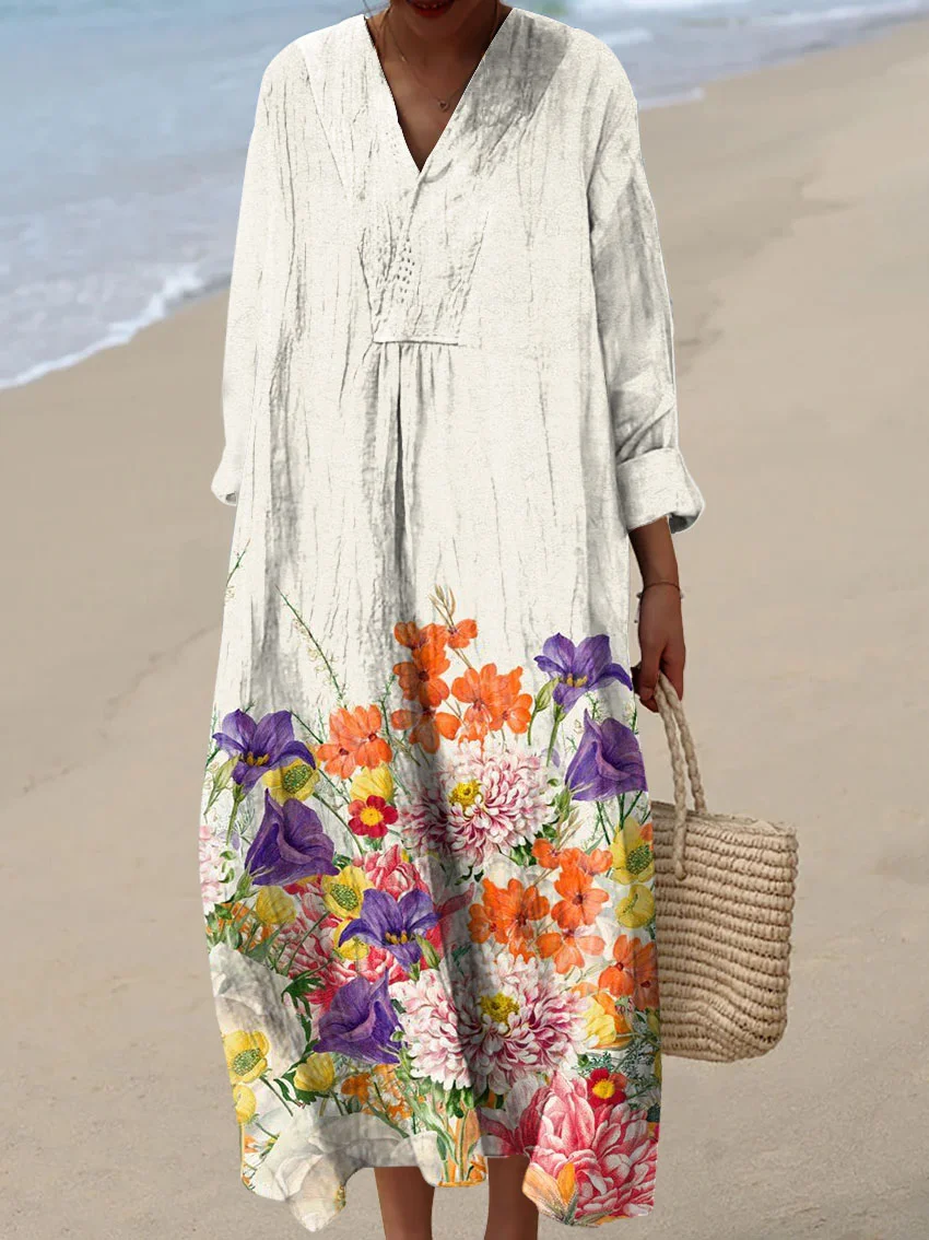 Women's Vintage Abstract Pattern Art Print Cotton Dress