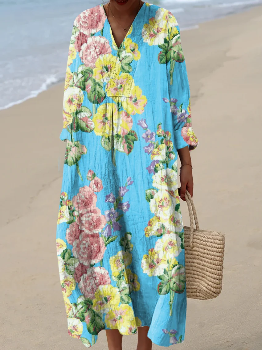 Women's Vintage Abstract Pattern Art Print Cotton Dress