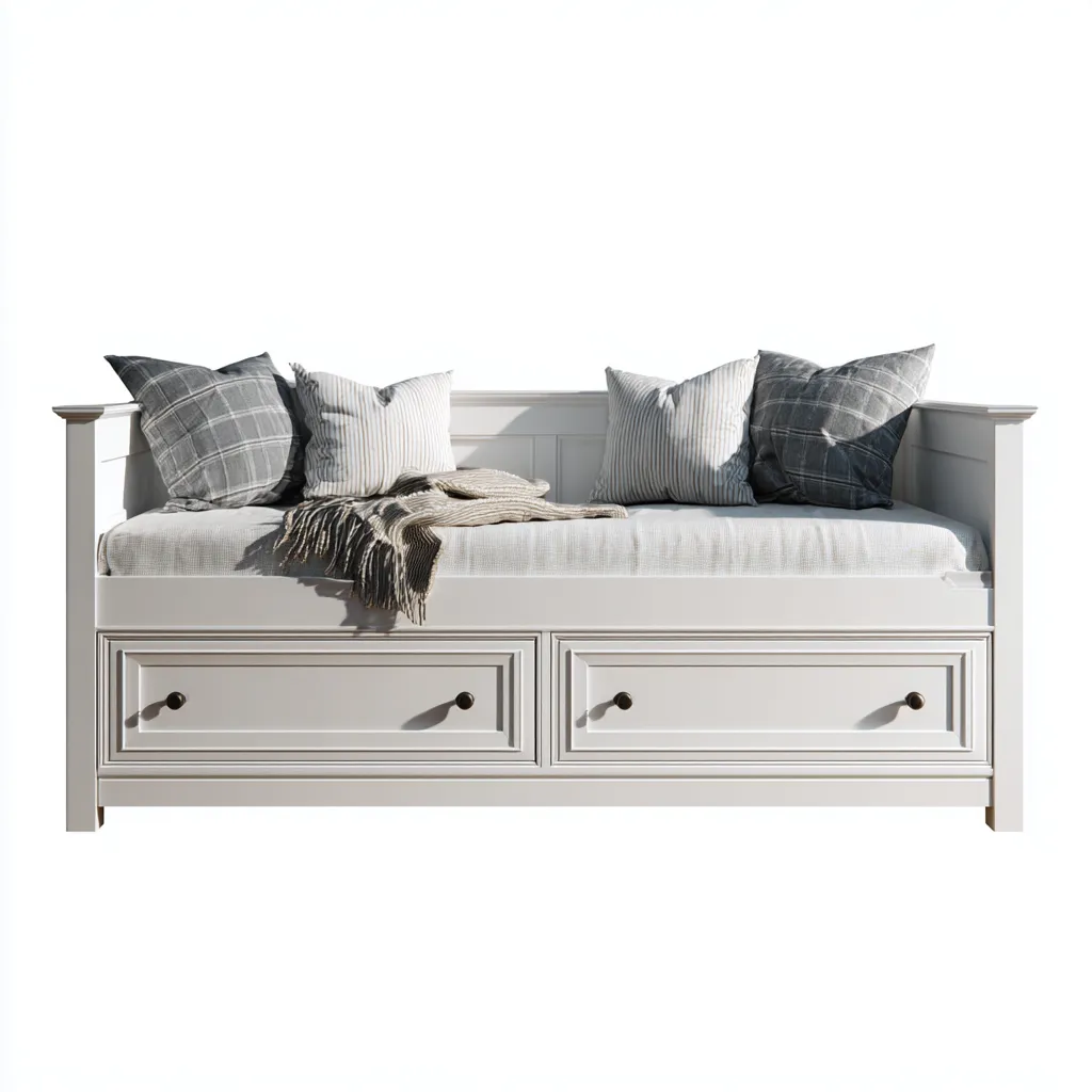 Canapé lit en panneaux MDF 200x90x75 cm - blanc - couchage et rangement classiques-Sizenodecor