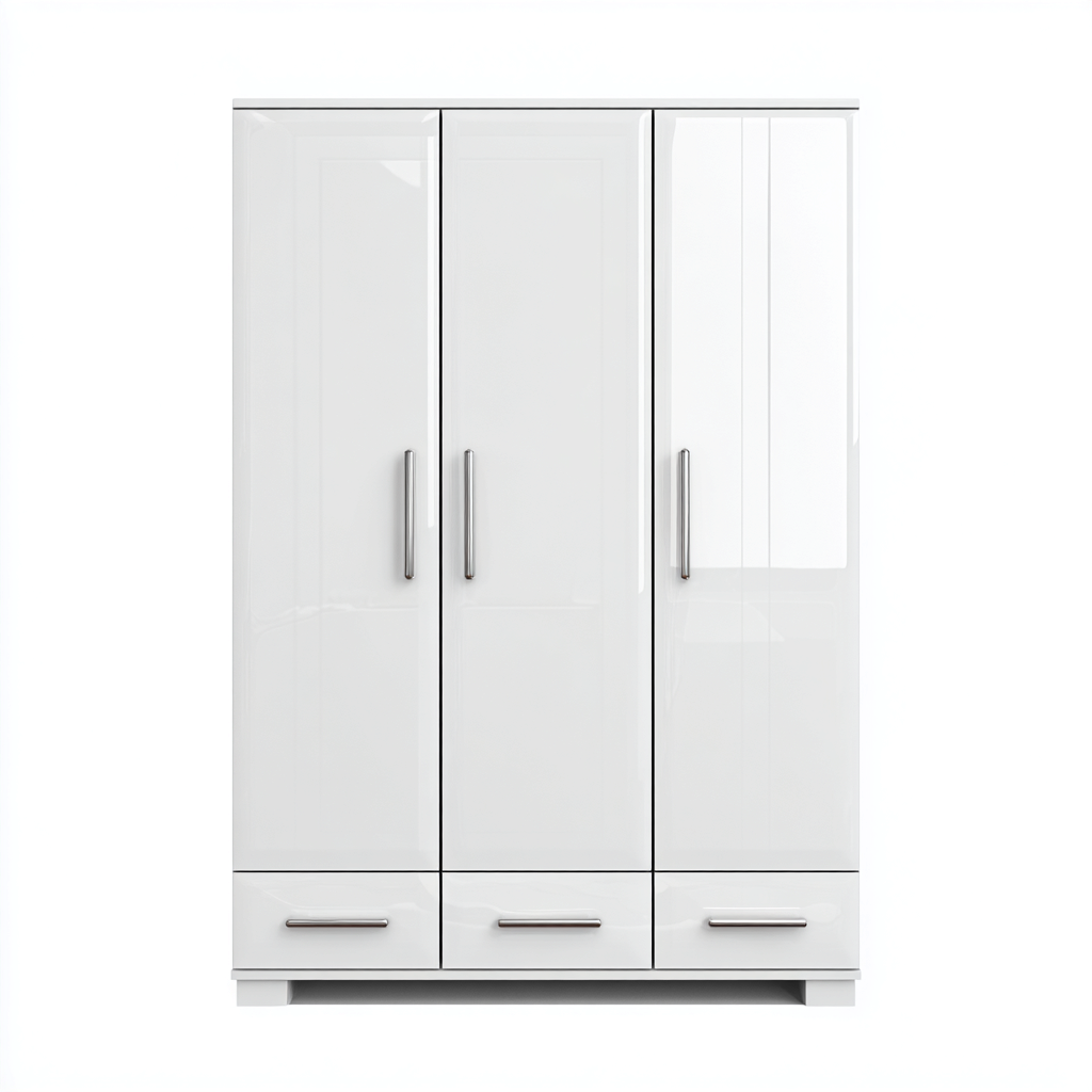 Armoire 3 portes panneaux MDF 150x55x190 cm - blanc - design moderne-Sizenodecor