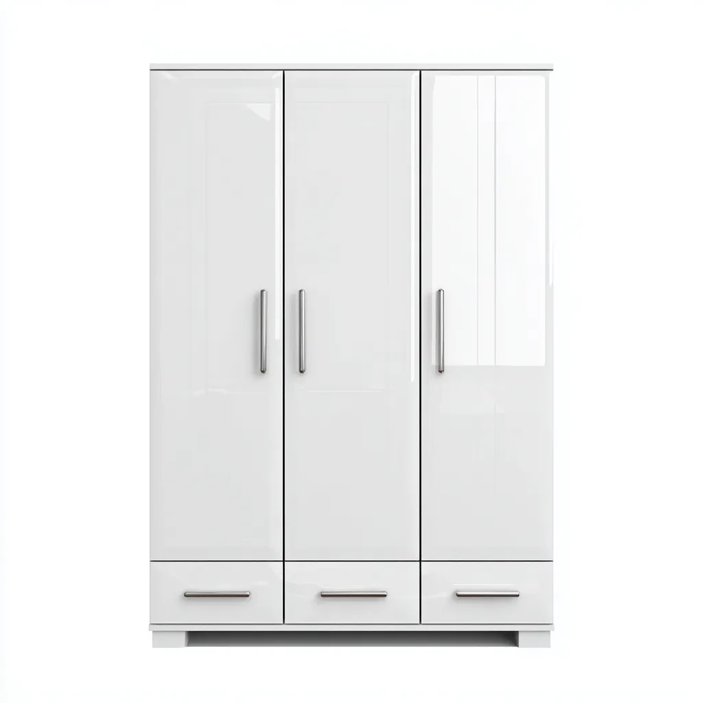 Armoire 3 portes panneaux MDF 150x55x190 cm - blanc - design moderne-Sizenodecor