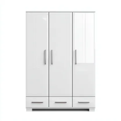 Armoire 3 portes panneaux MDF 150x55x190 cm - blanc - design moderne-Sizenodecor